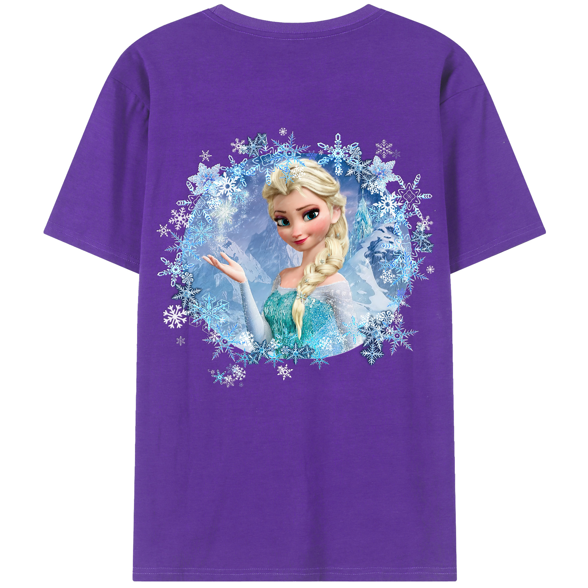 （画像用） アナと雪の女王 アンナ エルサ Frozen Anna Elsa 綿100％ メンズ半袖Tシャツ（バックプリント） 通気性