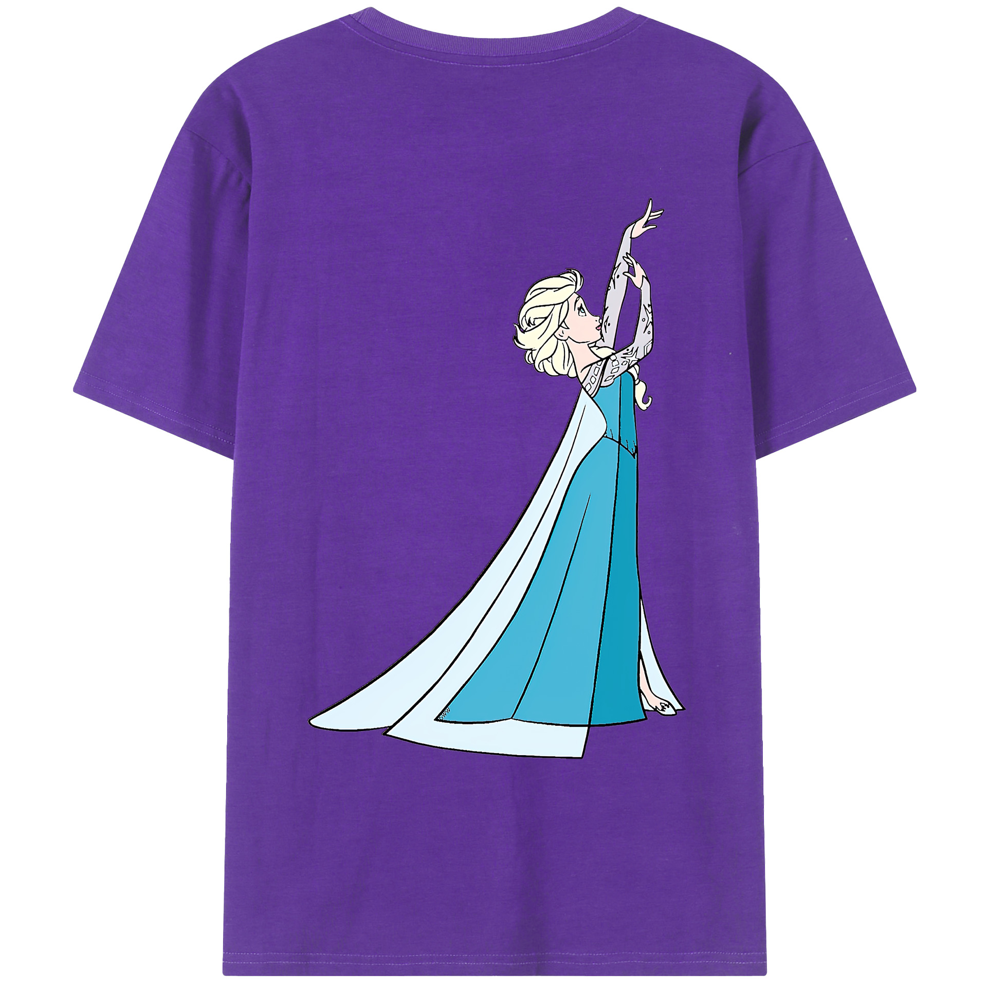 （画像用） アナと雪の女王 アンナ エルサ Frozen Anna Elsa 綿100％ メンズ半袖Tシャツ（バックプリント） 通気性