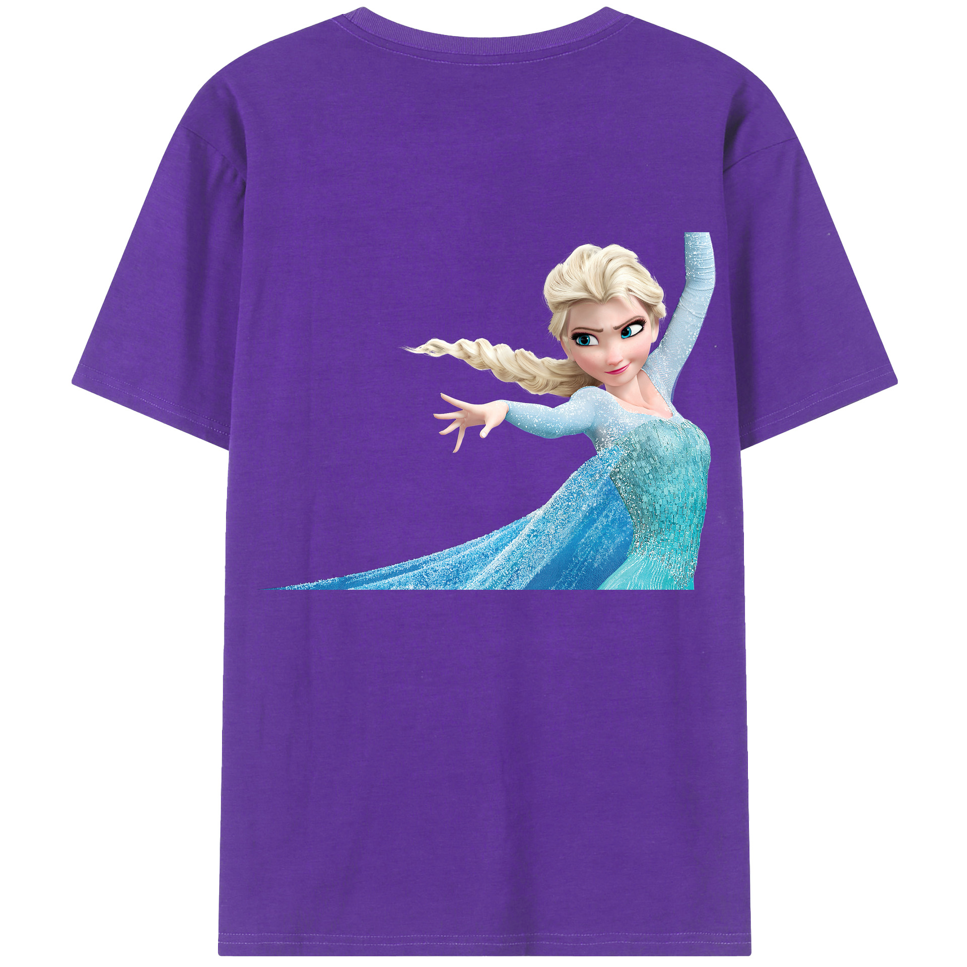 （画像用） アナと雪の女王 アンナ エルサ Frozen Anna Elsa 綿100％ メンズ半袖Tシャツ（バックプリント） 通気性