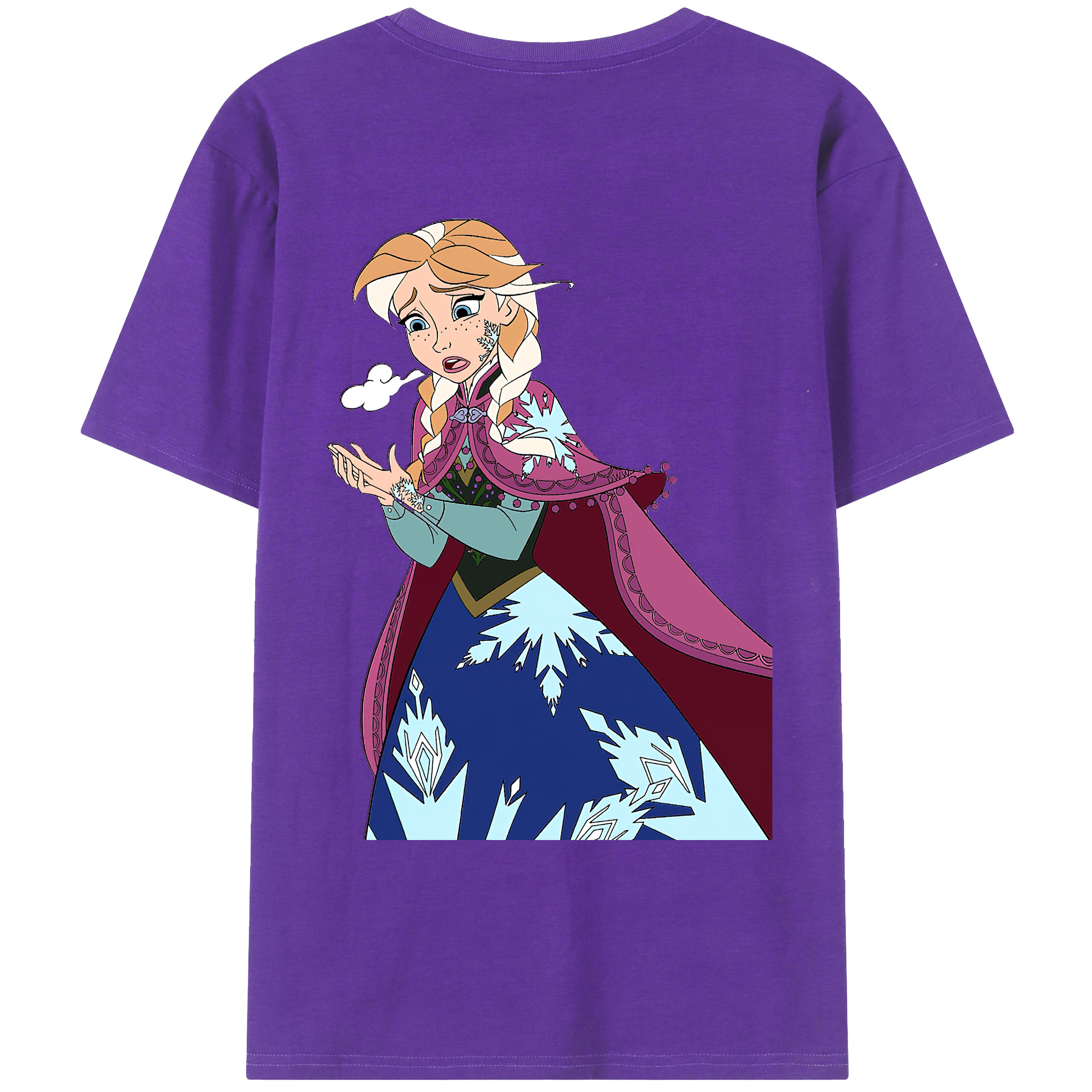 （画像用） アナと雪の女王 アンナ エルサ Frozen Anna Elsa 綿100％ メンズ半袖Tシャツ（バックプリント） 通気性