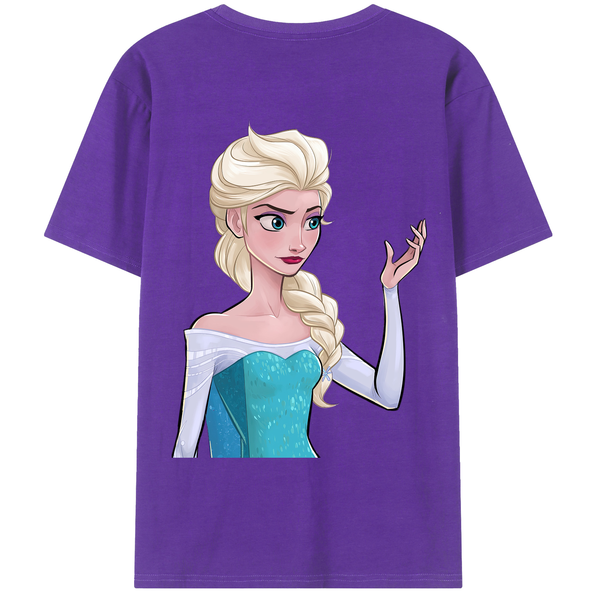 （画像用） アナと雪の女王 アンナ エルサ Frozen Anna Elsa 綿100％ メンズ半袖Tシャツ（バックプリント） 通気性