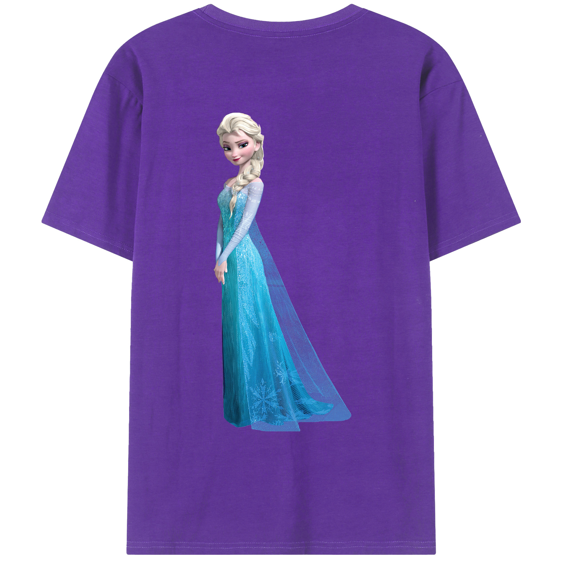 （画像用） アナと雪の女王 アンナ エルサ Frozen Anna Elsa 綿100％ メンズ半袖Tシャツ（バックプリント） 通気性