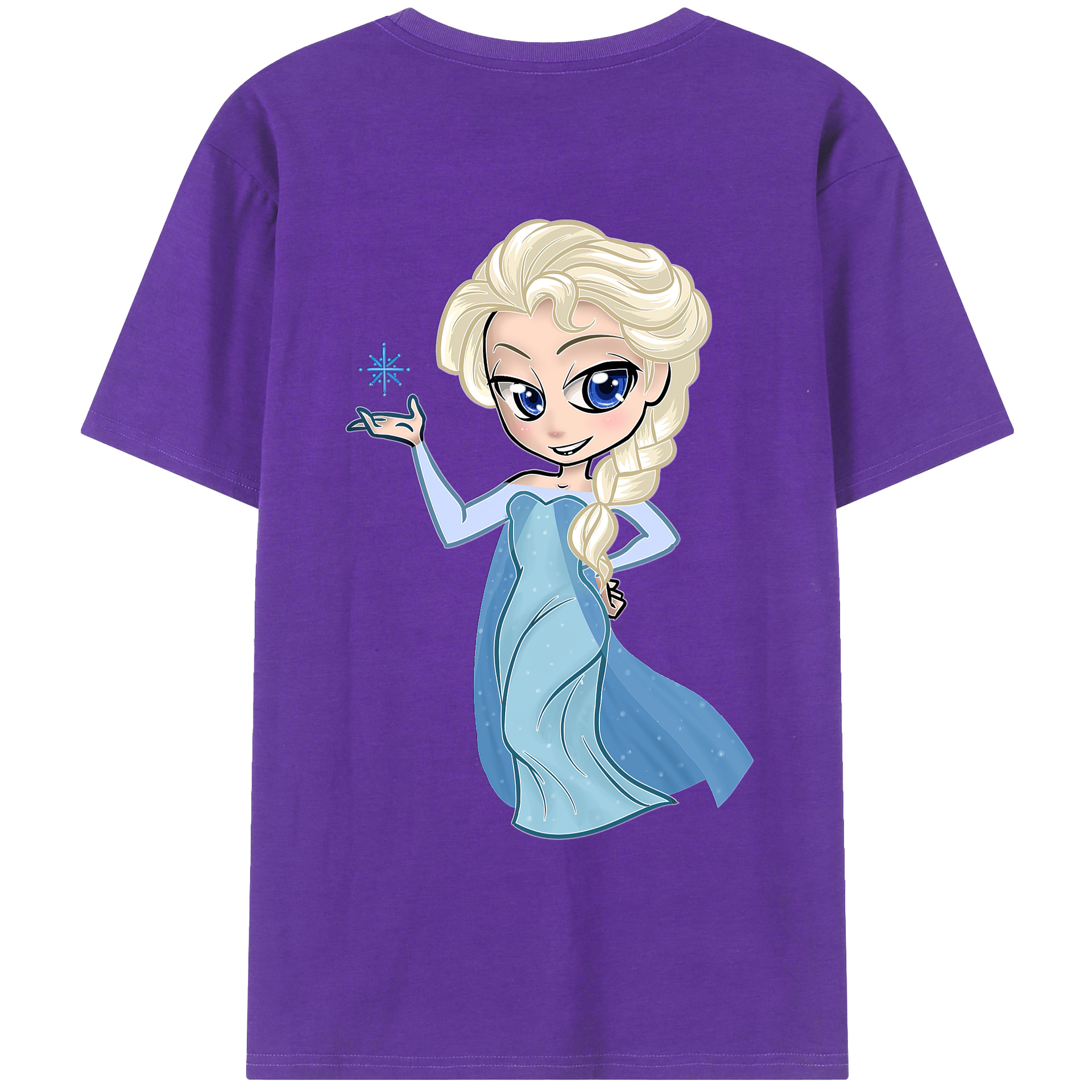 （画像用） アナと雪の女王 アンナ エルサ Frozen Anna Elsa 綿100％ メンズ半袖Tシャツ（バックプリント） 通気性