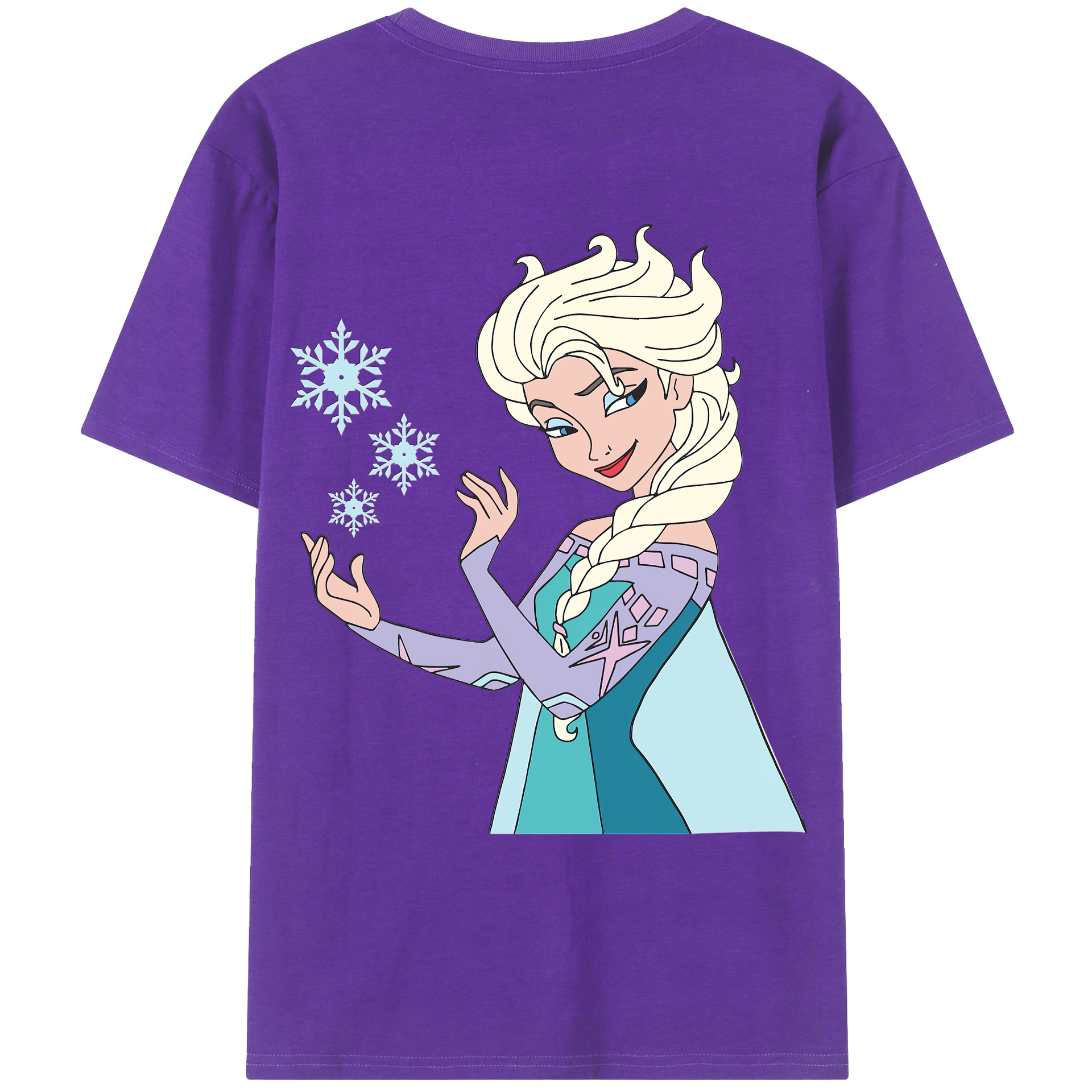 （画像用） アナと雪の女王 アンナ エルサ Frozen Anna Elsa 綿100％ メンズ半袖Tシャツ（バックプリント） 通気性