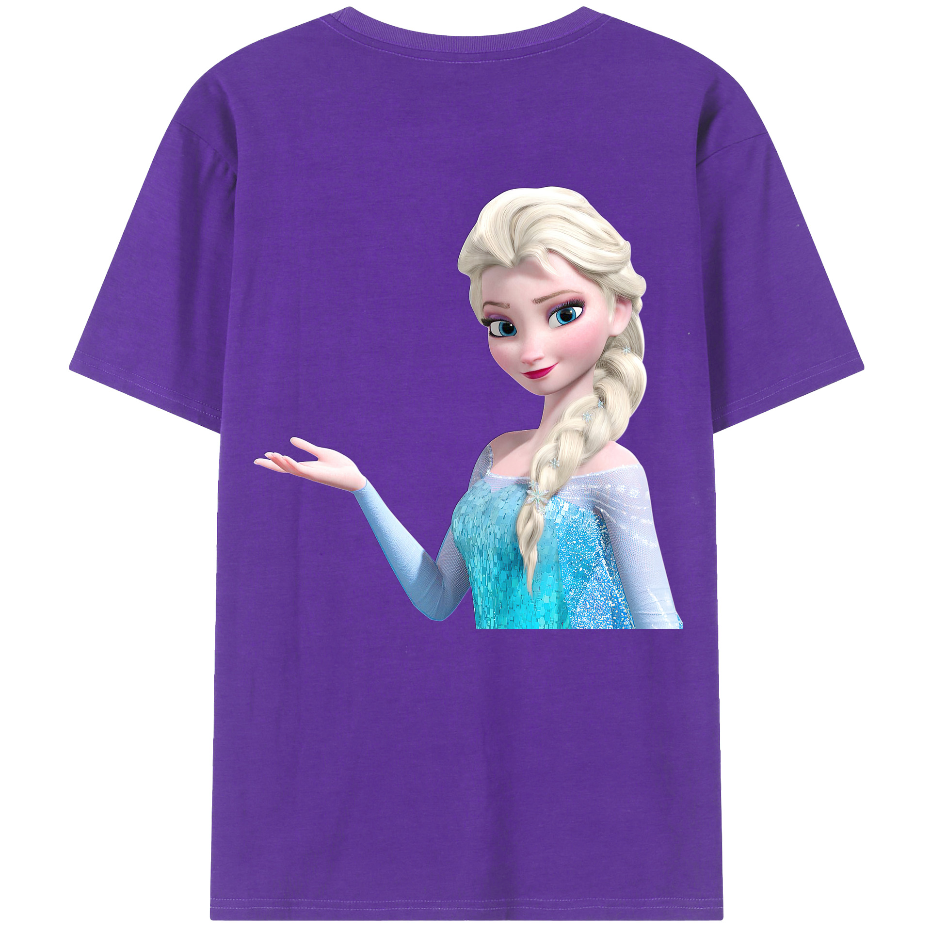 （画像用） アナと雪の女王 アンナ エルサ Frozen Anna Elsa 綿100％ メンズ半袖Tシャツ（バックプリント） 通気性