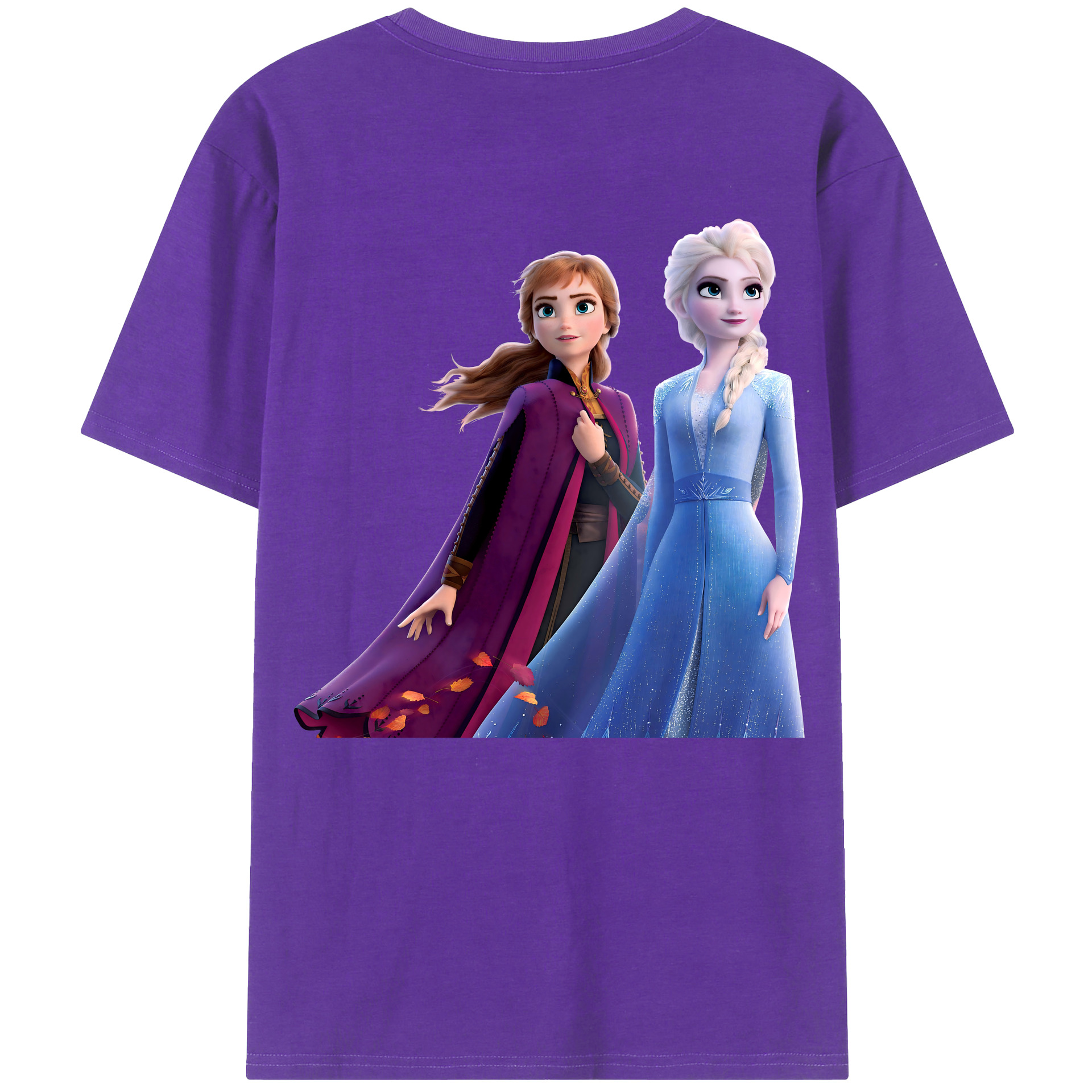（画像用） アナと雪の女王 アンナ エルサ Frozen Anna Elsa 綿100％ メンズ半袖Tシャツ（バックプリント） 通気性