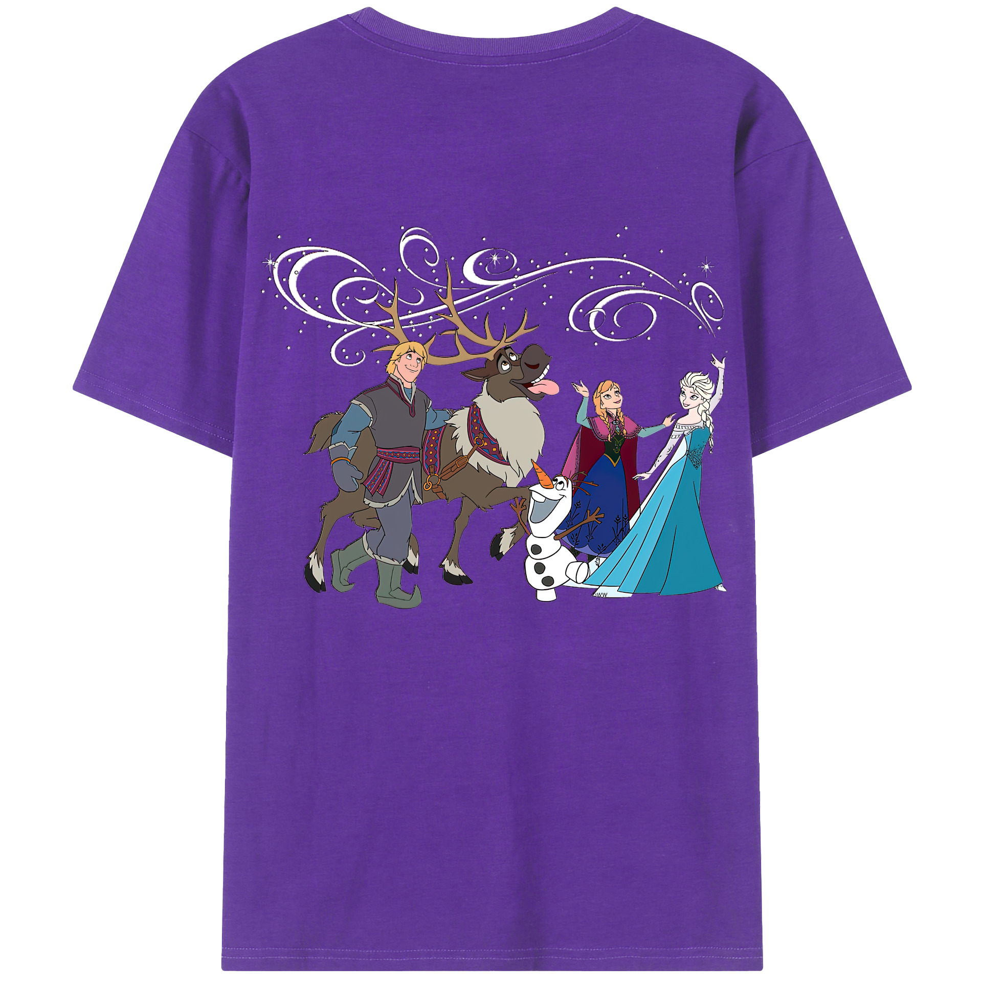 （画像用） アナと雪の女王 アンナ エルサ Frozen Anna Elsa 綿100％ メンズ半袖Tシャツ（バックプリント） 通気性