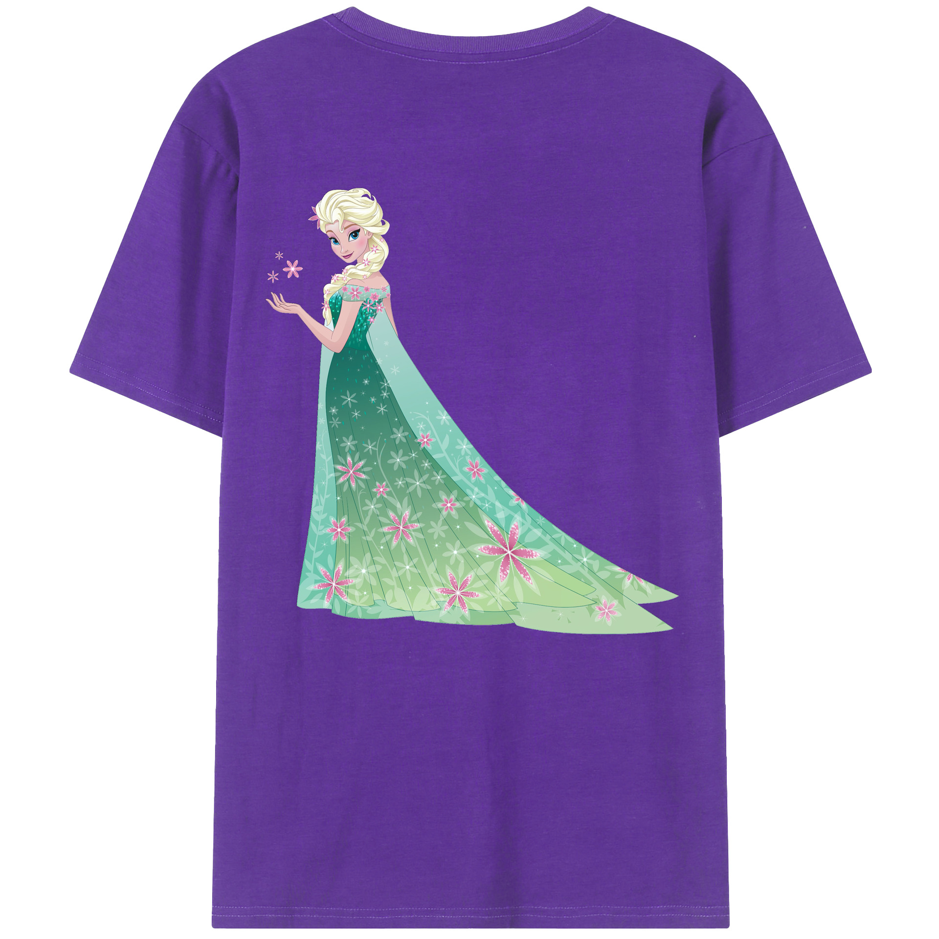 （画像用） アナと雪の女王 アンナ エルサ Frozen Anna Elsa 綿100％ メンズ半袖Tシャツ（バックプリント） 通気性