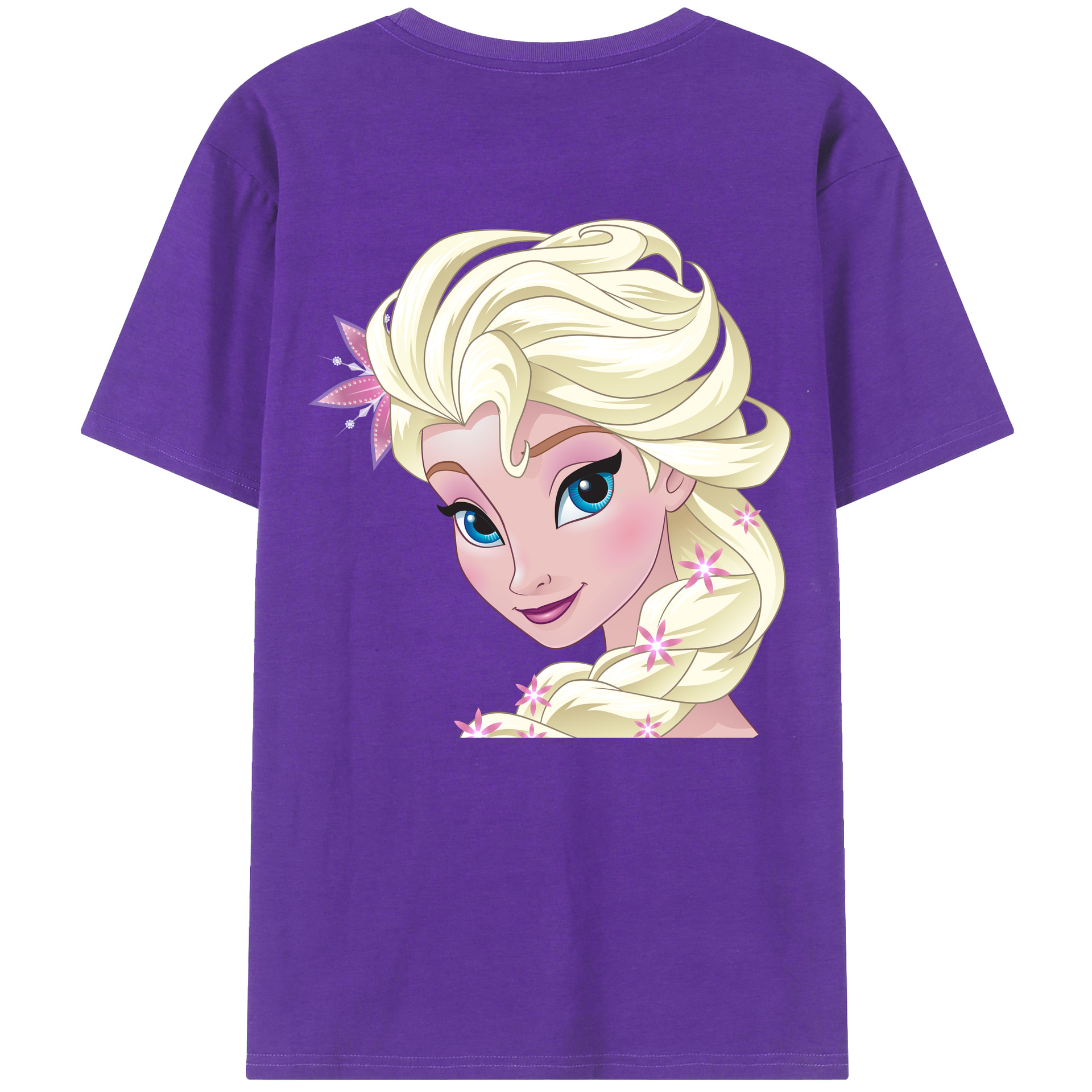 （画像用） アナと雪の女王 アンナ エルサ Frozen Anna Elsa 綿100％ メンズ半袖Tシャツ（バックプリント） 通気性