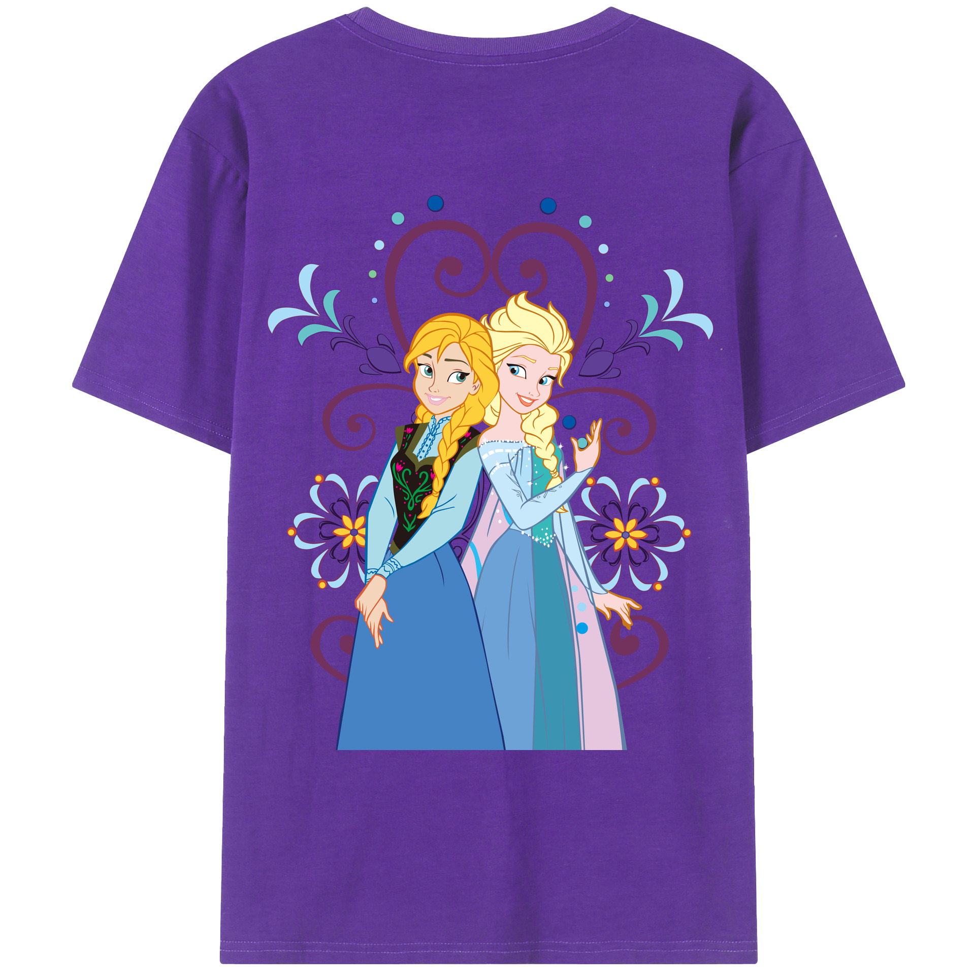 （画像用） アナと雪の女王 アンナ エルサ Frozen Anna Elsa 綿100％ メンズ半袖Tシャツ（バックプリント） 通気性