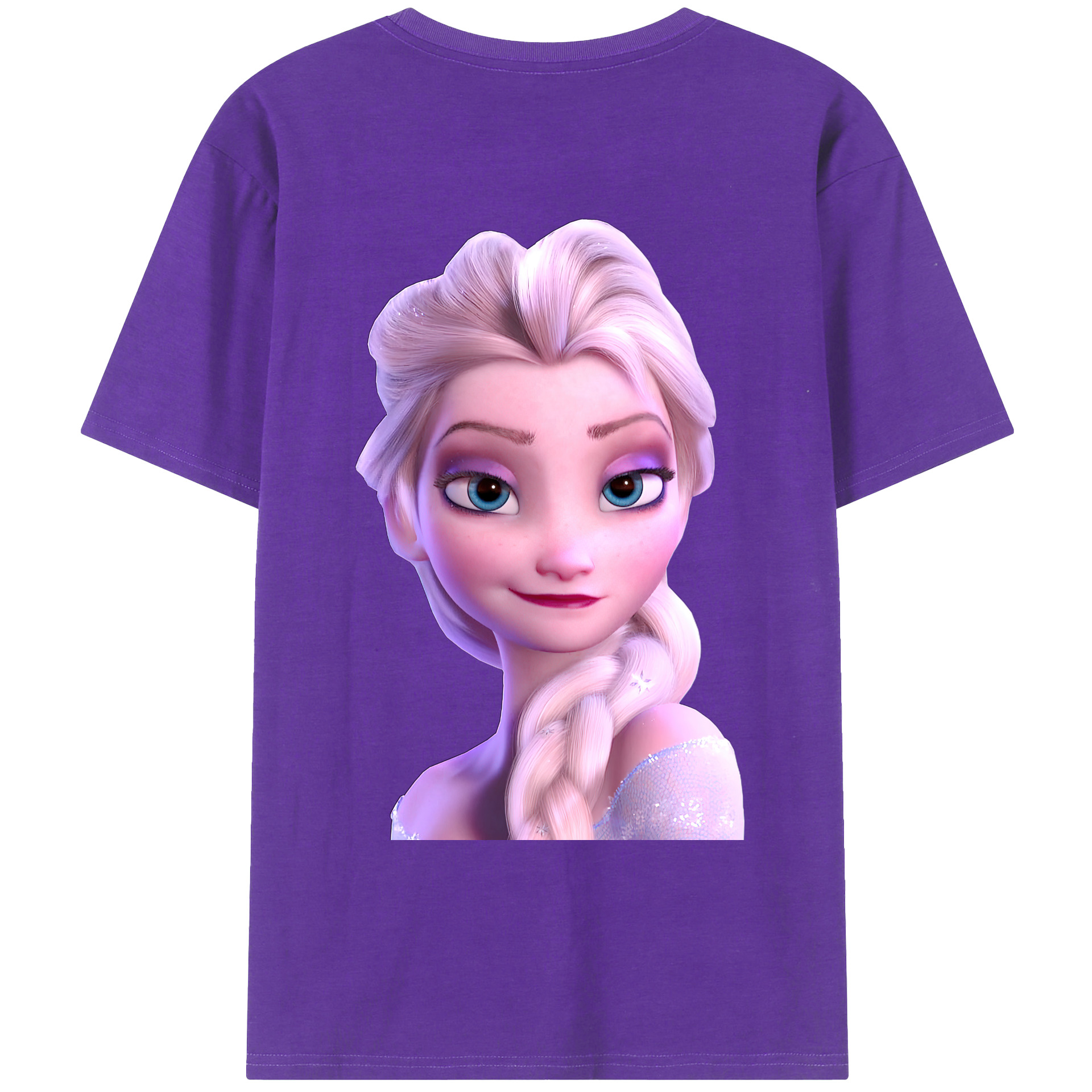 （画像用） アナと雪の女王 アンナ エルサ Frozen Anna Elsa 綿100％ メンズ半袖Tシャツ（バックプリント） 通気性