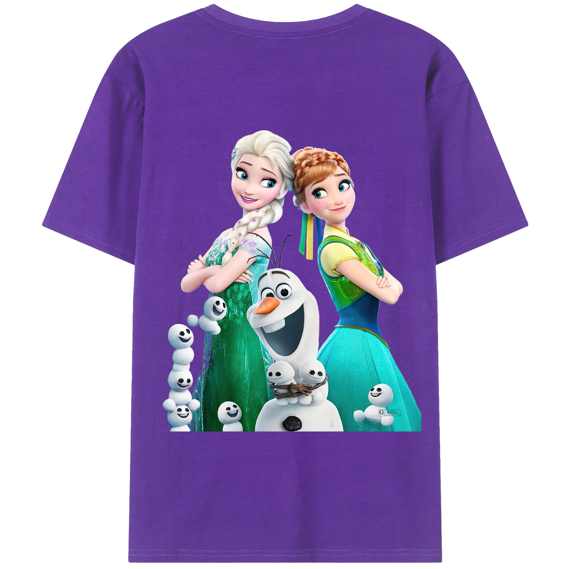 （画像用） アナと雪の女王 アンナ エルサ Frozen Anna Elsa 綿100％ メンズ半袖Tシャツ（バックプリント） 通気性