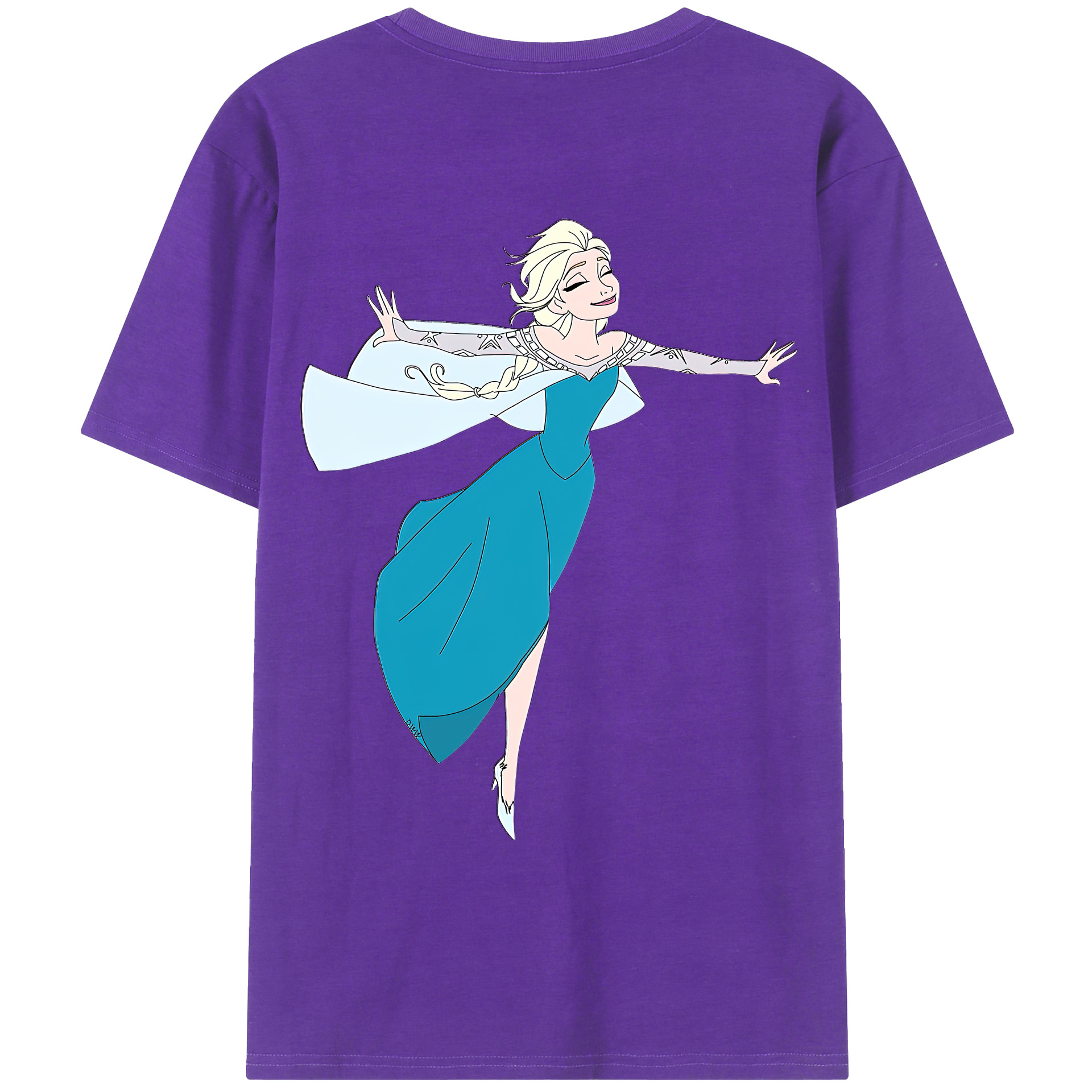 （画像用） アナと雪の女王 アンナ エルサ Frozen Anna Elsa 綿100％ メンズ半袖Tシャツ（バックプリント） 通気性