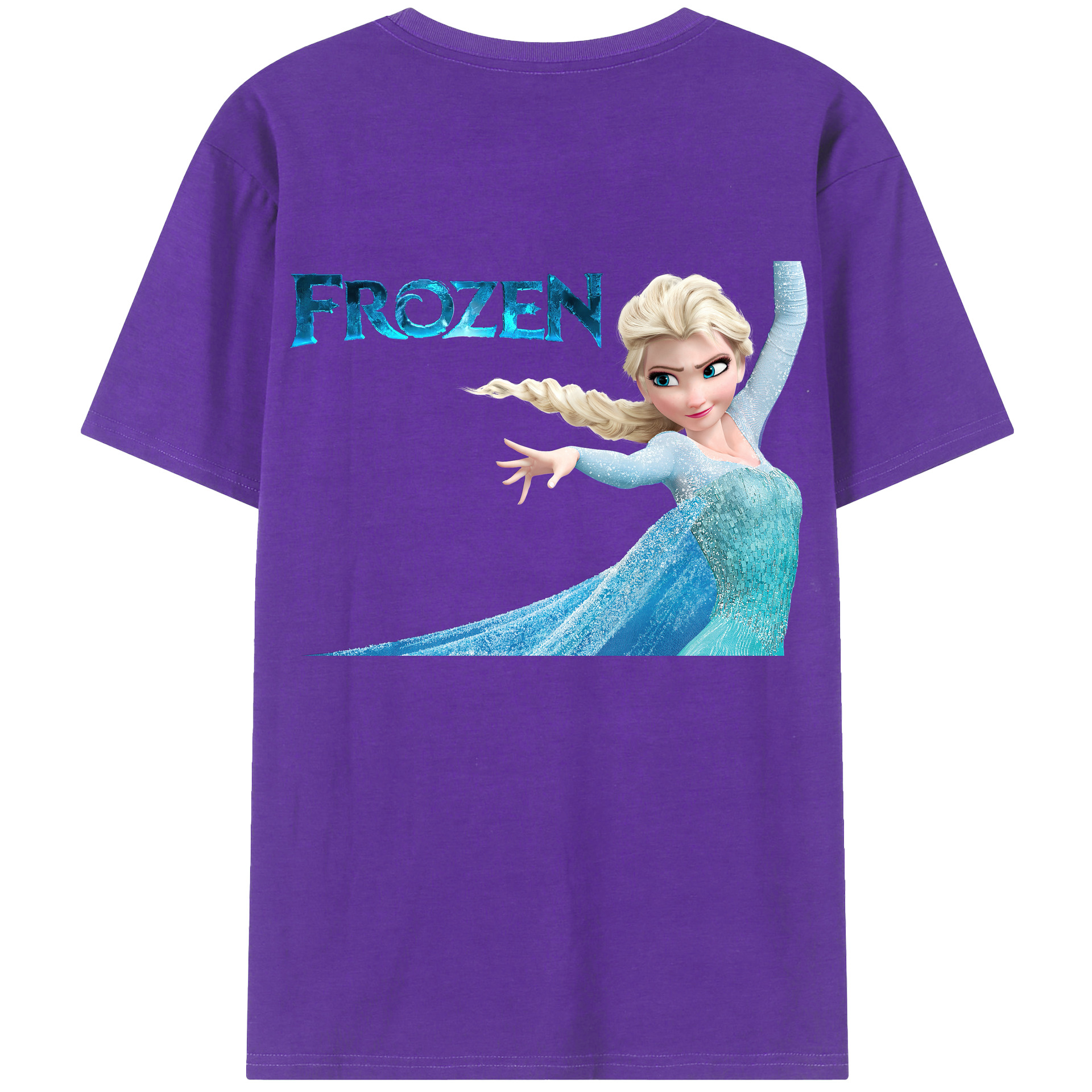 （画像用） アナと雪の女王 アンナ エルサ Frozen Anna Elsa 綿100％ メンズ半袖Tシャツ（バックプリント） 通気性