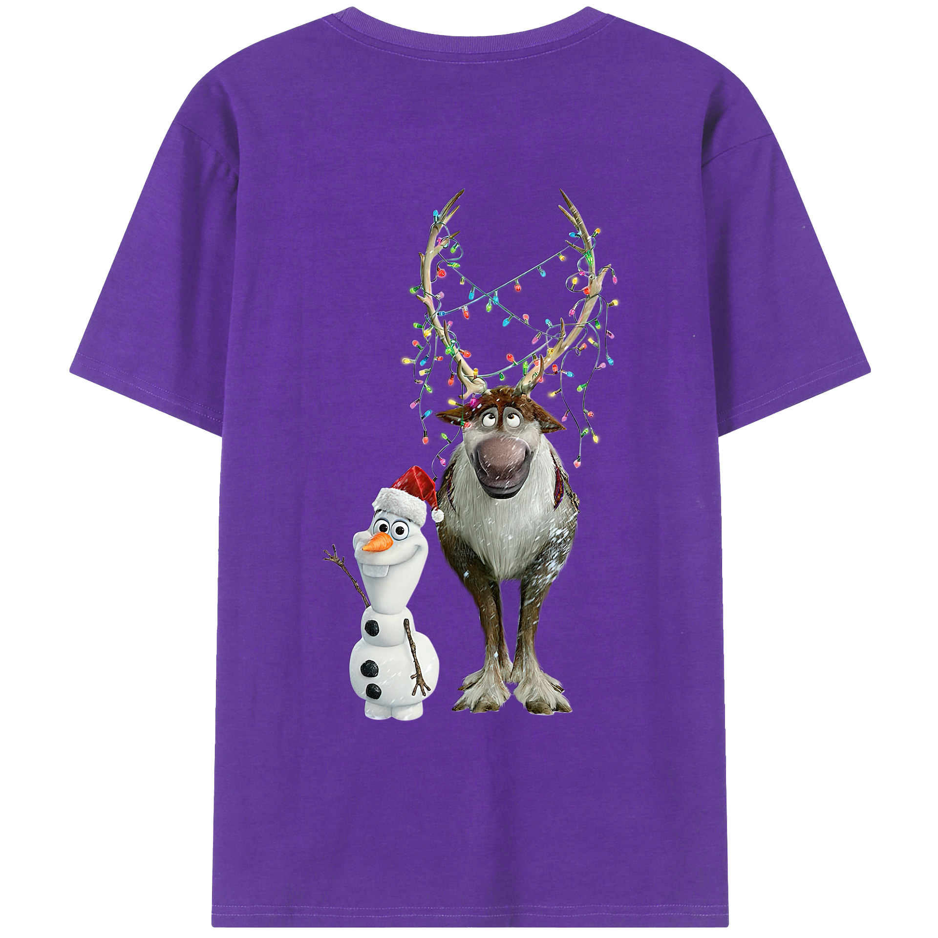 （画像用） アナと雪の女王 アンナ エルサ Frozen Anna Elsa 綿100％ メンズ半袖Tシャツ（バックプリント） 通気性