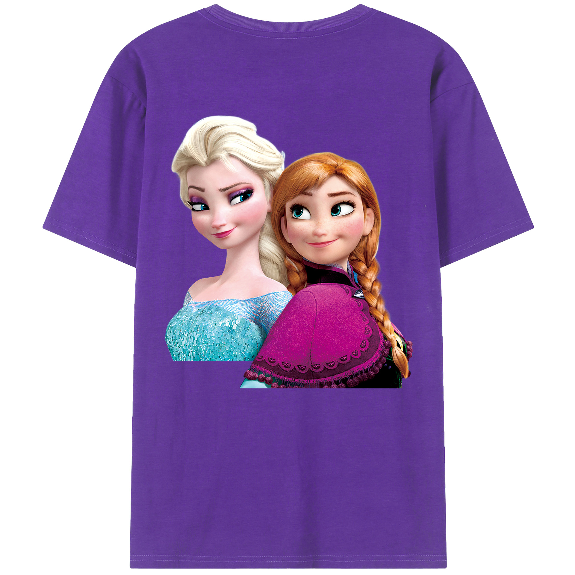 （画像用） アナと雪の女王 アンナ エルサ Frozen Anna Elsa 綿100％ メンズ半袖Tシャツ（バックプリント） 通気性