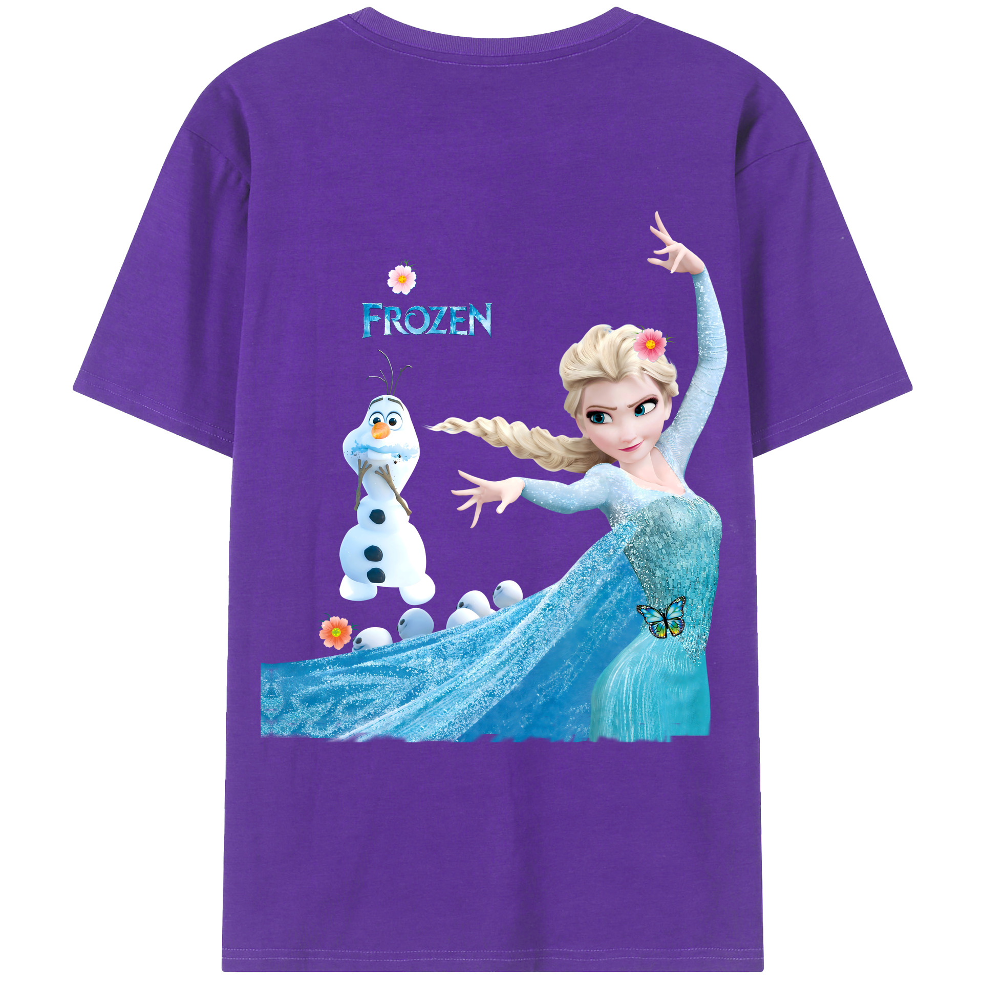 （画像用） アナと雪の女王 アンナ エルサ Frozen Anna Elsa 綿100％ メンズ半袖Tシャツ（バックプリント） 通気性