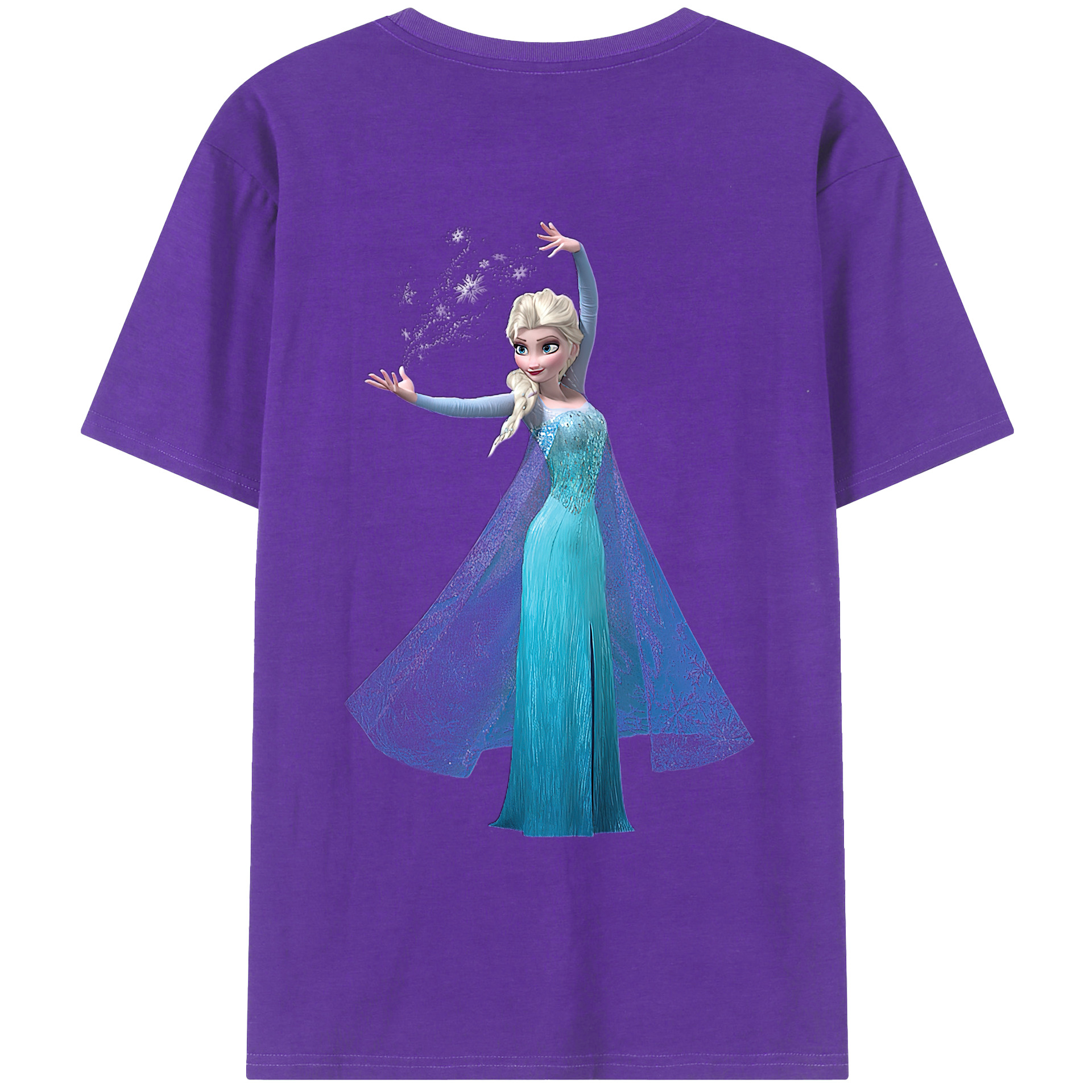 （画像用） アナと雪の女王 アンナ エルサ Frozen Anna Elsa 綿100％ メンズ半袖Tシャツ（バックプリント） 通気性