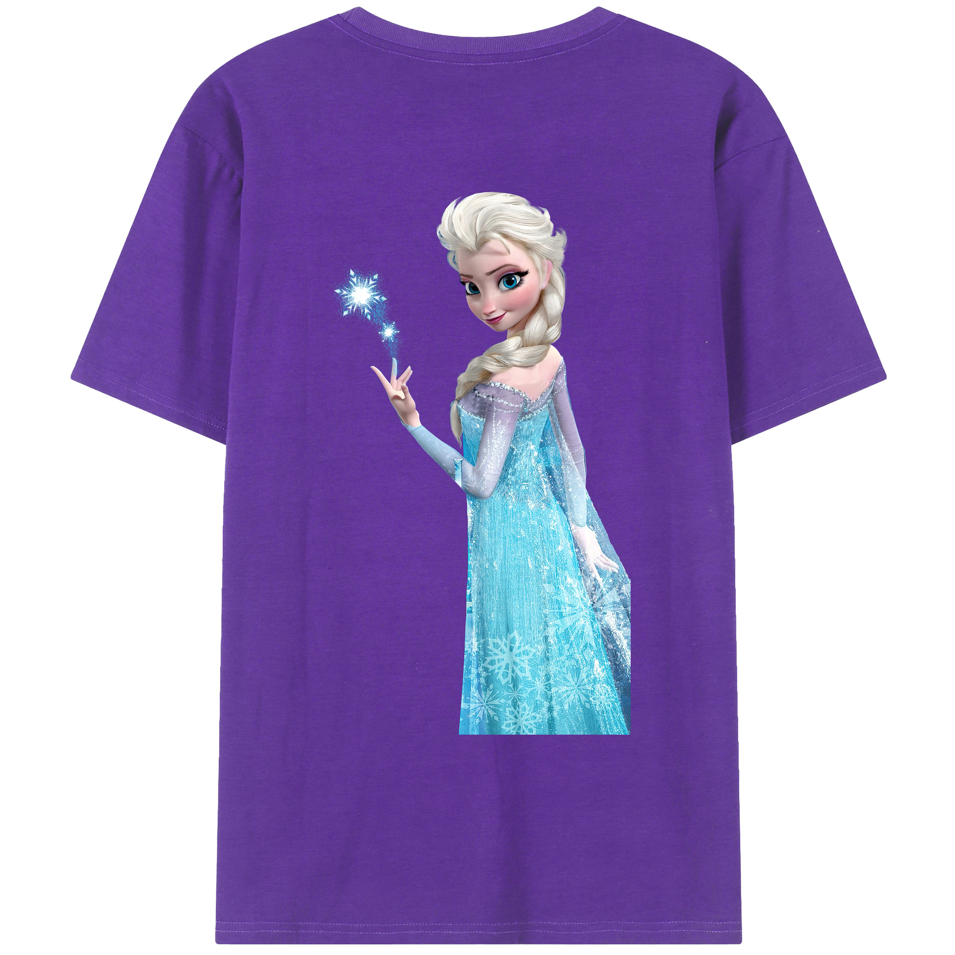 （画像用） アナと雪の女王 アンナ エルサ Frozen Anna Elsa 綿100％ メンズ半袖Tシャツ（バックプリント） 通気性
