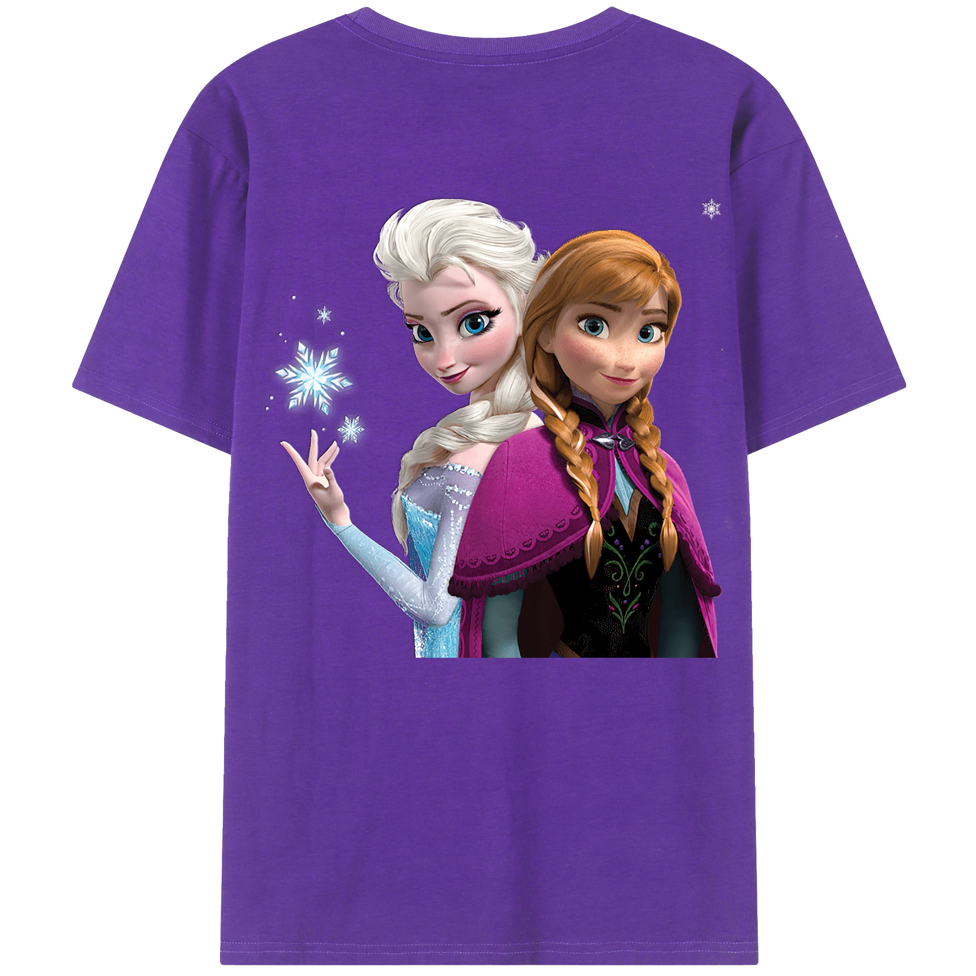 （画像用） アナと雪の女王 アンナ エルサ Frozen Anna Elsa 綿100％ メンズ半袖Tシャツ（バックプリント） 通気性