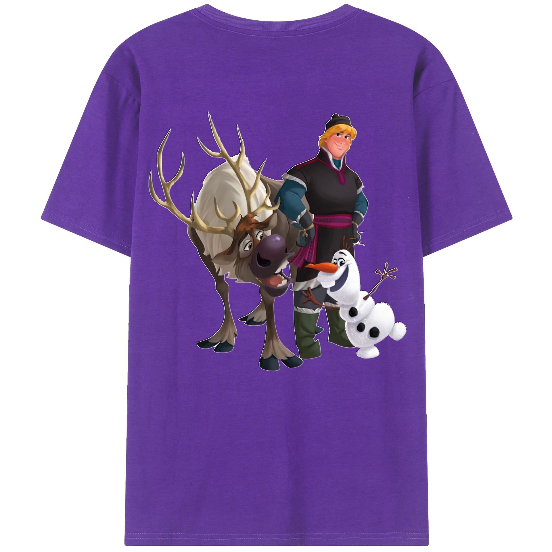 （画像用） アナと雪の女王 アンナ エルサ Frozen Anna Elsa 綿100％ メンズ半袖Tシャツ（バックプリント） 通気性