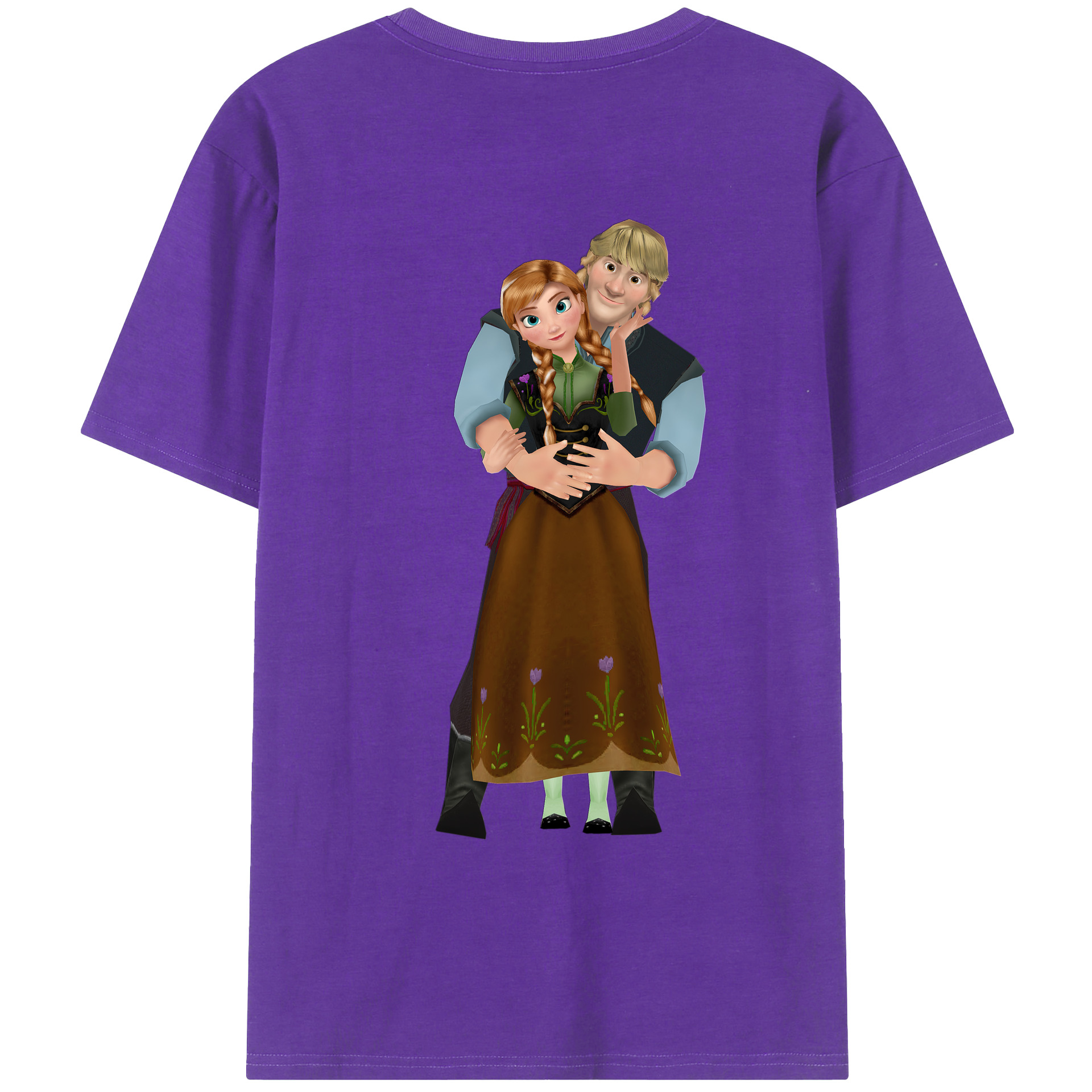 （画像用） アナと雪の女王 アンナ エルサ Frozen Anna Elsa 綿100％ メンズ半袖Tシャツ（バックプリント） 通気性