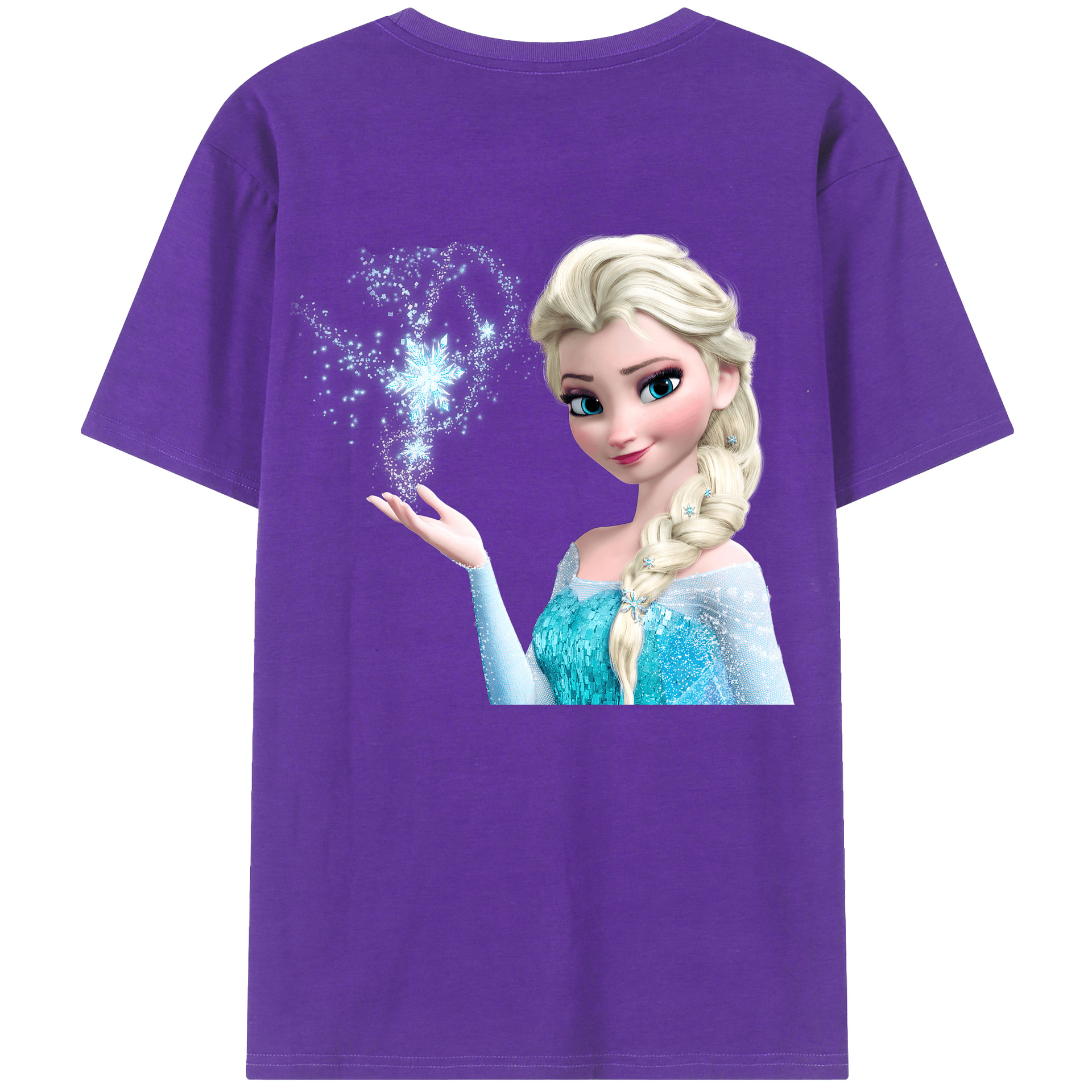 （画像用） アナと雪の女王 アンナ エルサ Frozen Anna Elsa 綿100％ メンズ半袖Tシャツ（バックプリント） 通気性