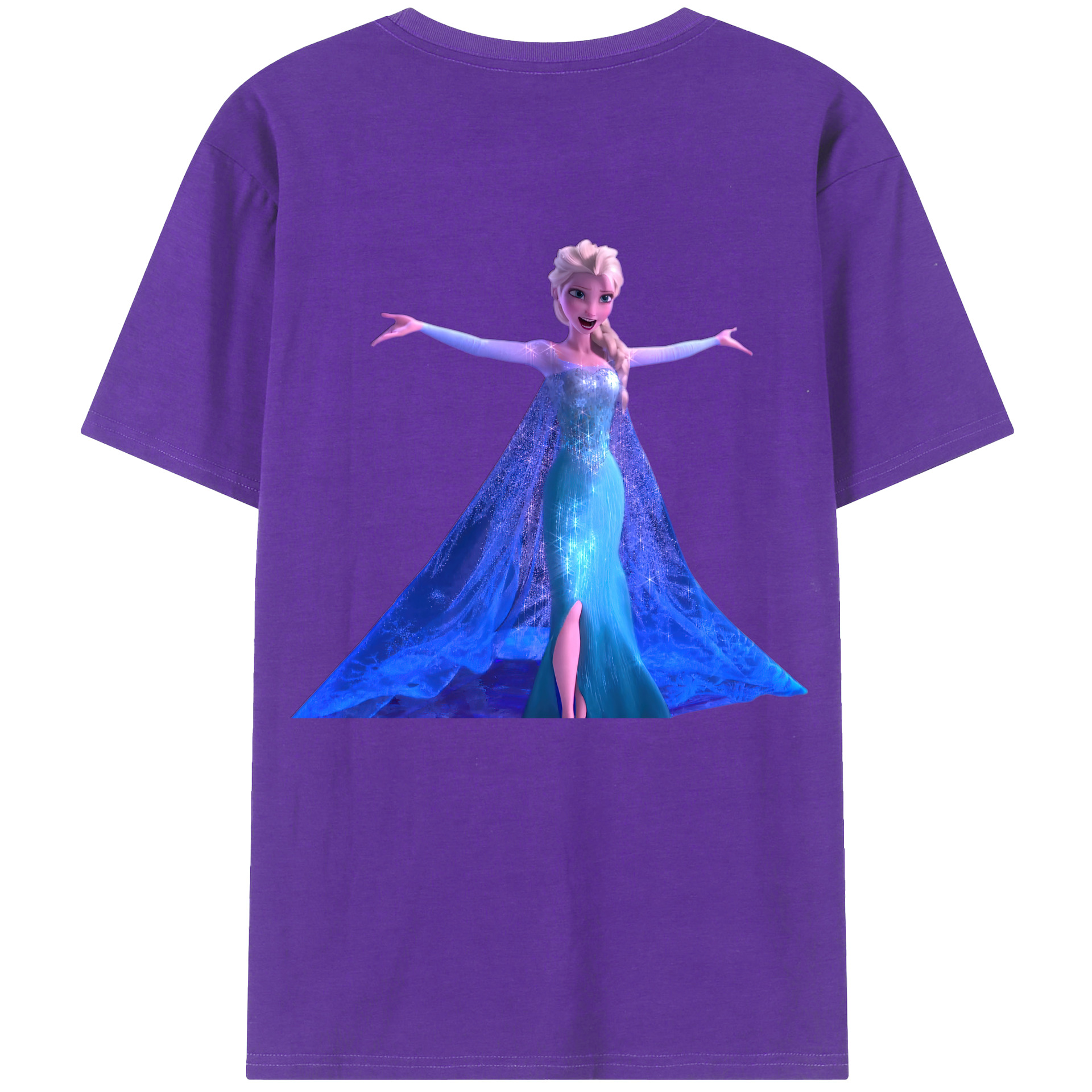（画像用） アナと雪の女王 アンナ エルサ Frozen Anna Elsa 綿100％ メンズ半袖Tシャツ（バックプリント） 通気性