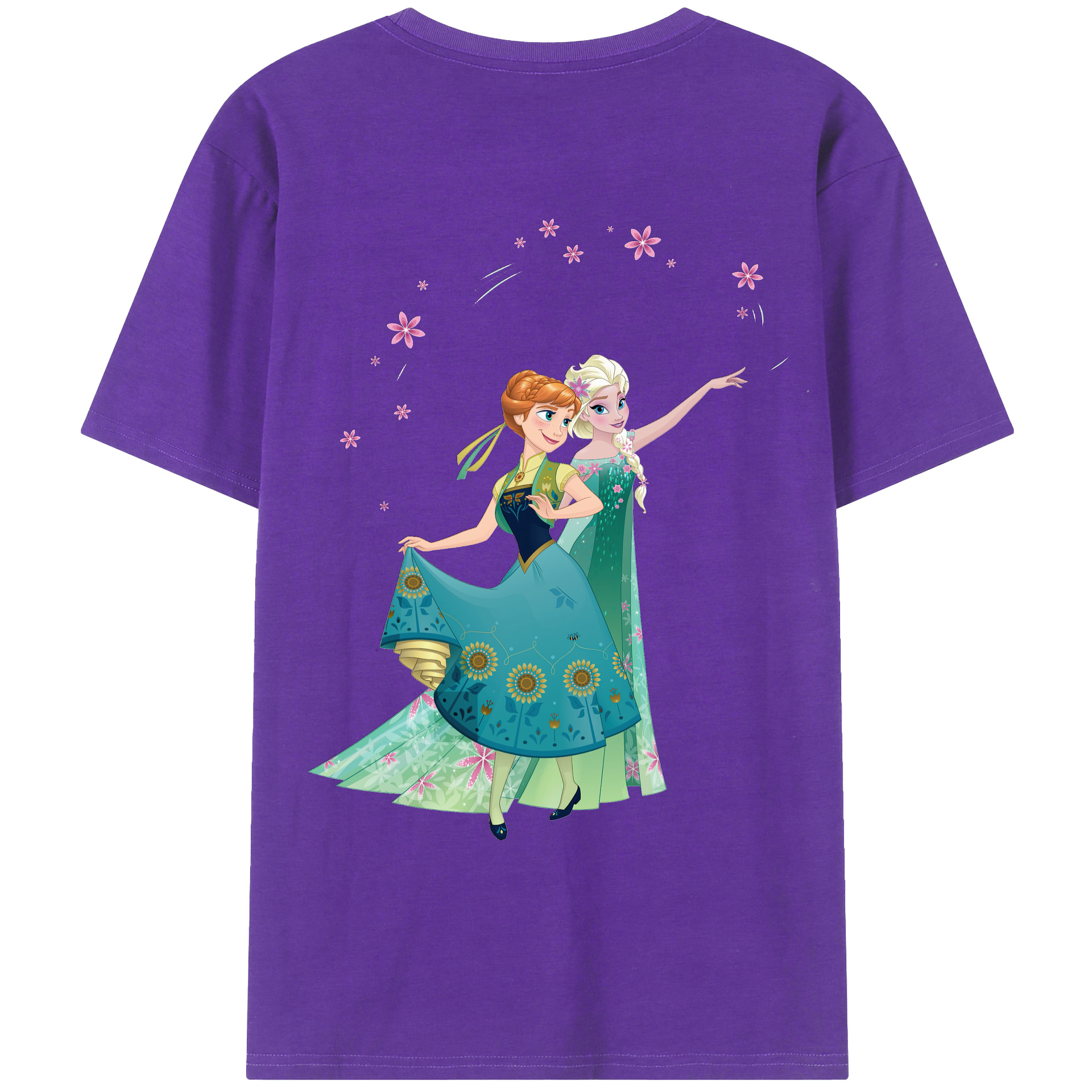 （画像用） アナと雪の女王 アンナ エルサ Frozen Anna Elsa 綿100％ メンズ半袖Tシャツ（バックプリント） 通気性