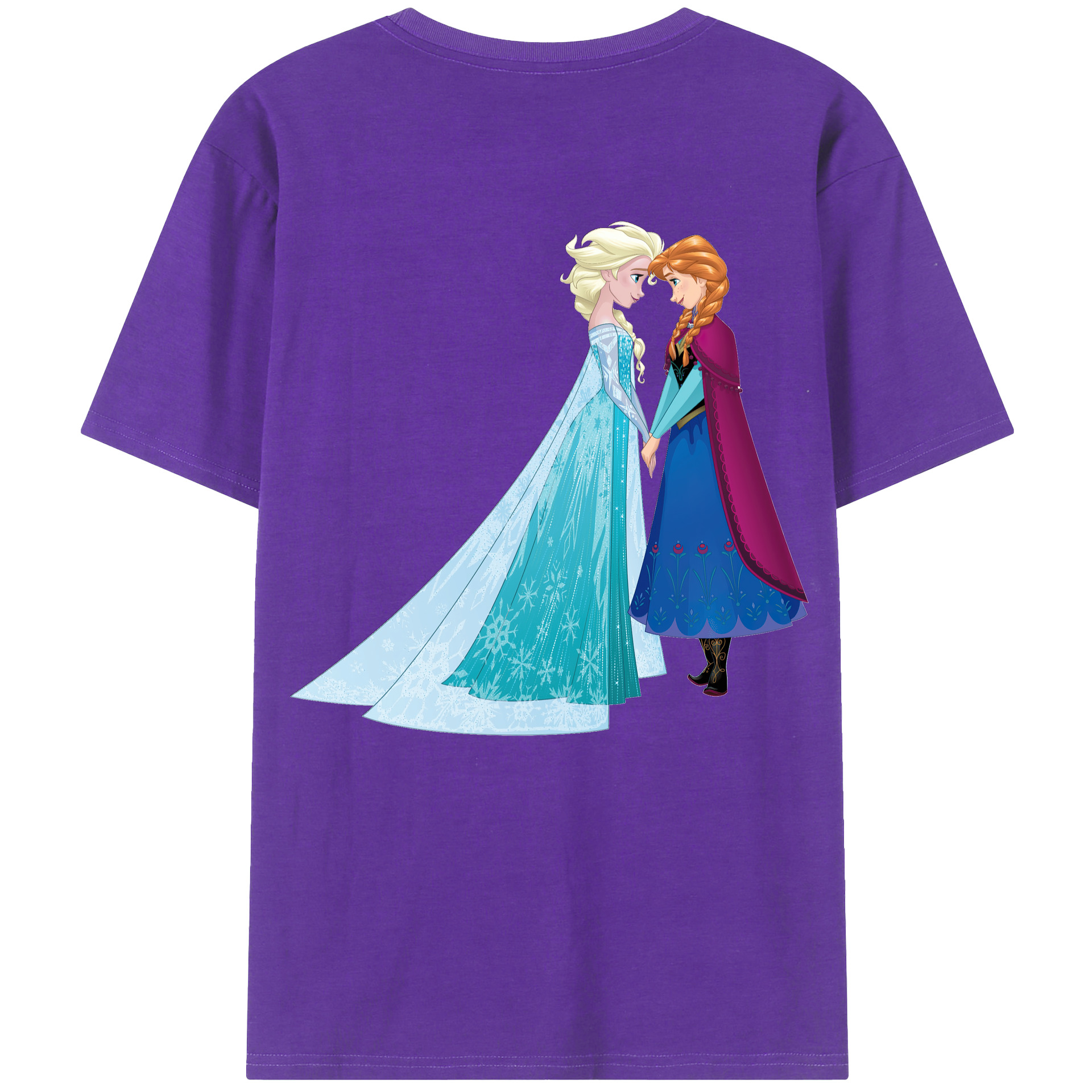 （画像用） アナと雪の女王 アンナ エルサ Frozen Anna Elsa 綿100％ メンズ半袖Tシャツ（バックプリント） 通気性