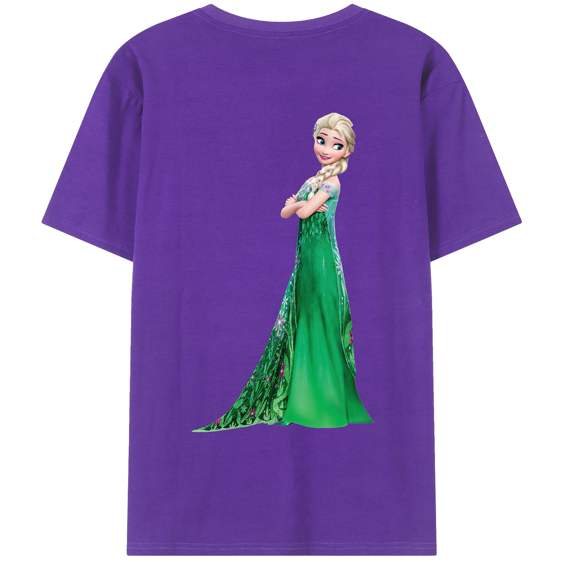 （画像用） アナと雪の女王 アンナ エルサ Frozen Anna Elsa 綿100％ メンズ半袖Tシャツ（バックプリント） 通気性