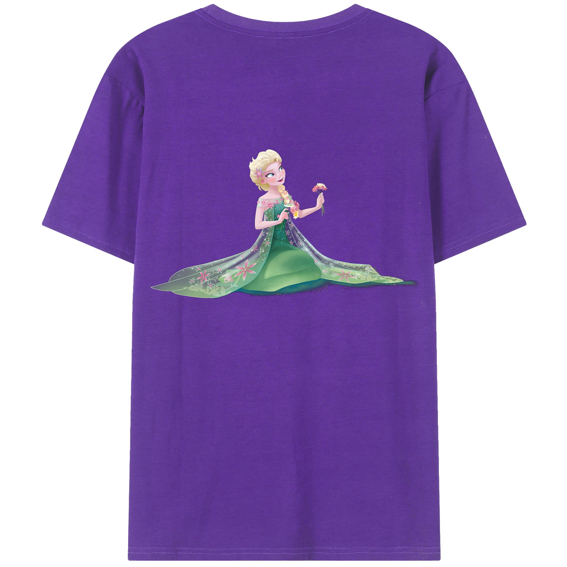 （画像用） アナと雪の女王 アンナ エルサ Frozen Anna Elsa 綿100％ メンズ半袖Tシャツ（バックプリント） 通気性
