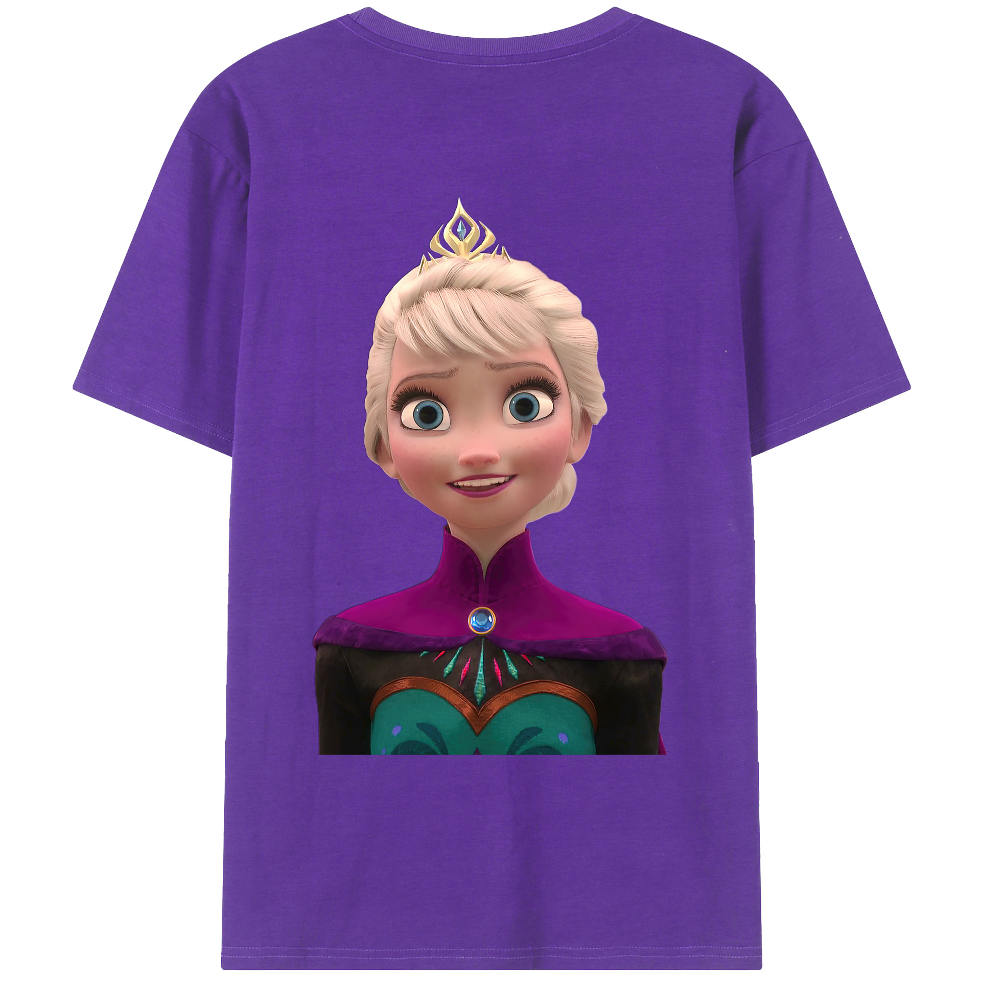 （画像用） アナと雪の女王 アンナ エルサ Frozen Anna Elsa 綿100％ メンズ半袖Tシャツ（バックプリント） 通気性