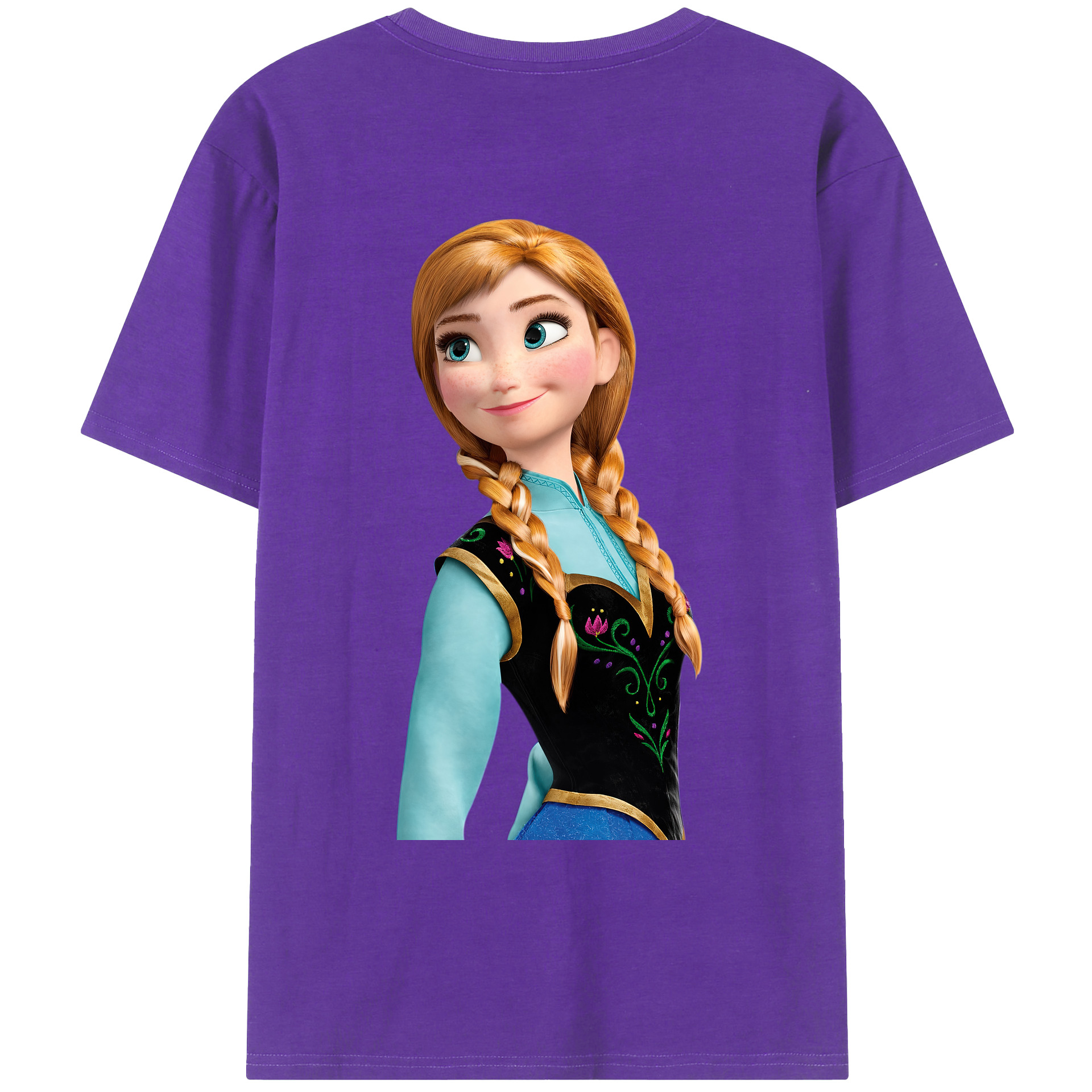 （画像用） アナと雪の女王 アンナ エルサ Frozen Anna Elsa 綿100％ メンズ半袖Tシャツ（バックプリント） 通気性