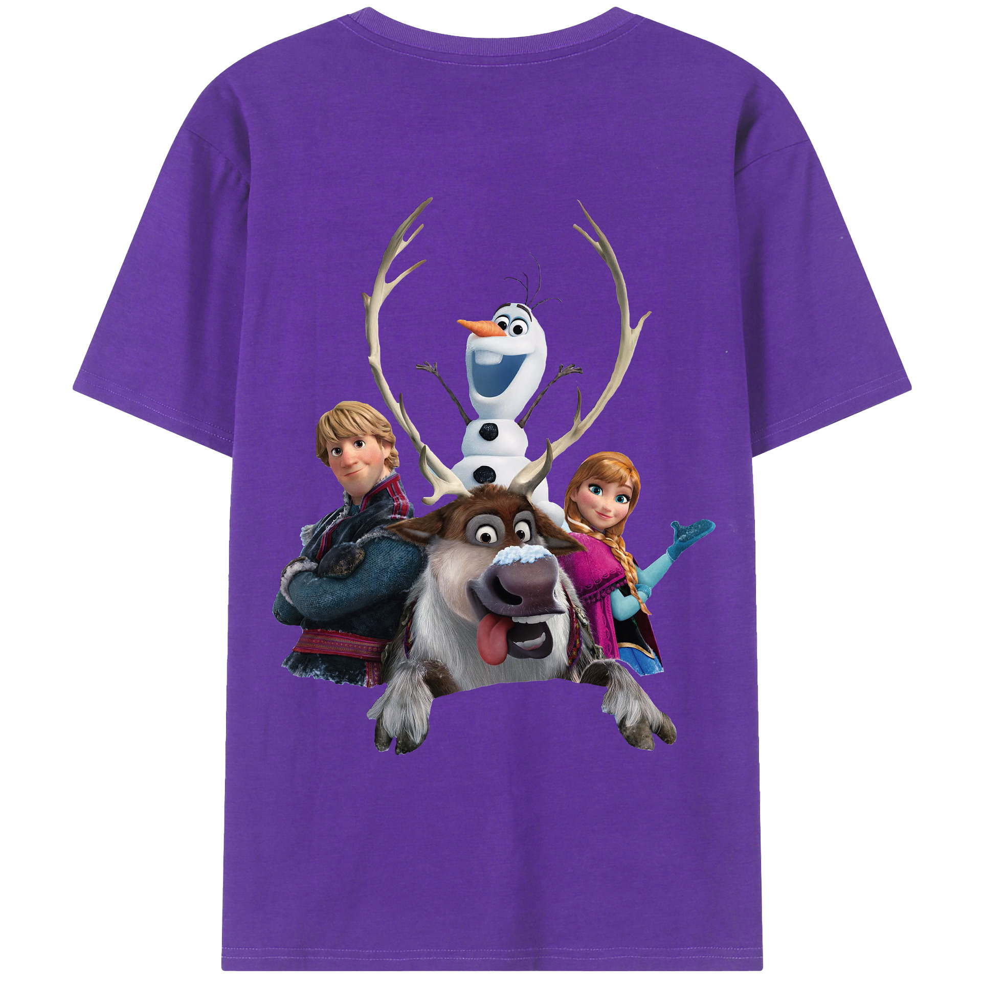 （画像用） アナと雪の女王 アンナ エルサ Frozen Anna Elsa 綿100％ メンズ半袖Tシャツ（バックプリント） 通気性