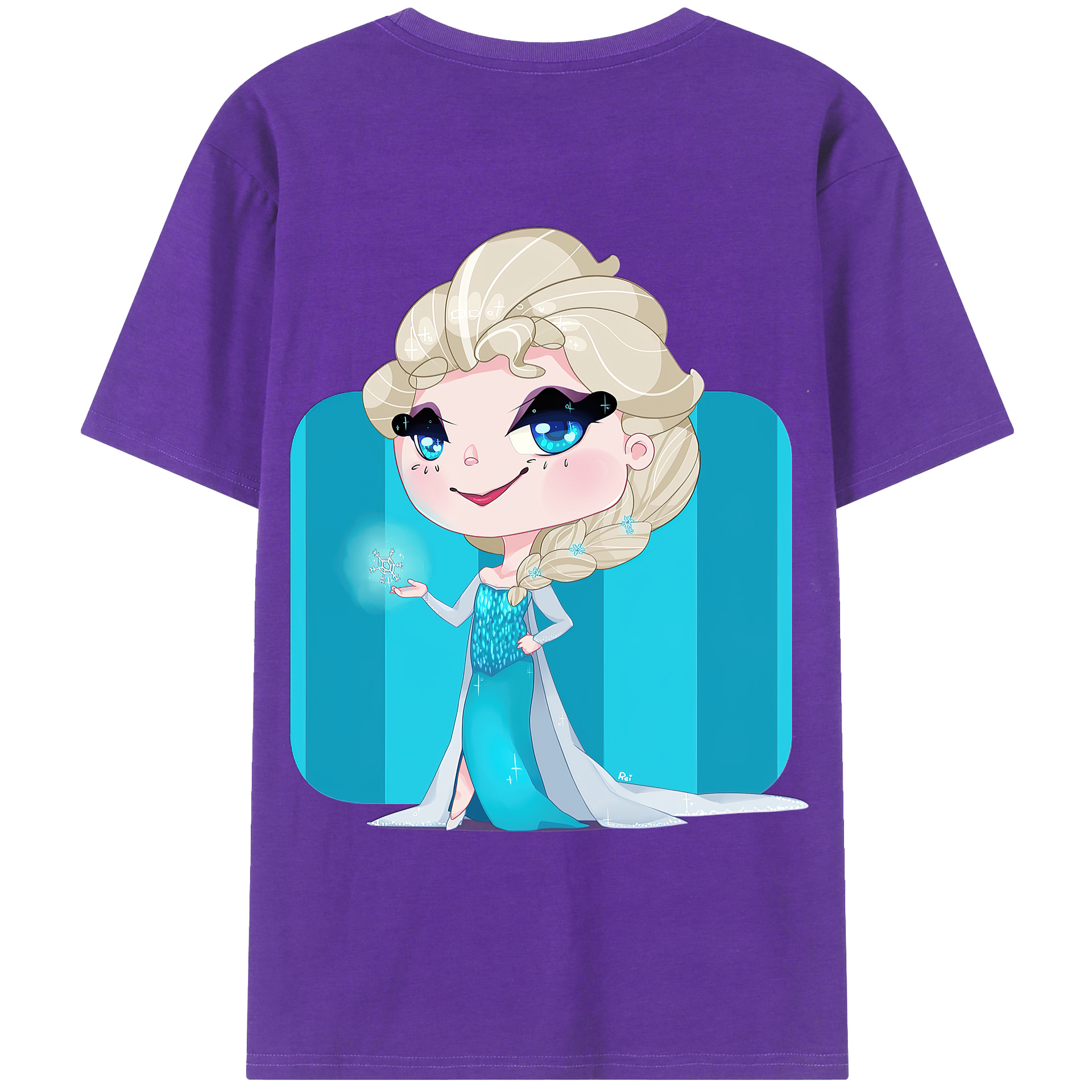（画像用） アナと雪の女王 アンナ エルサ Frozen Anna Elsa 綿100％ メンズ半袖Tシャツ（バックプリント） 通気性
