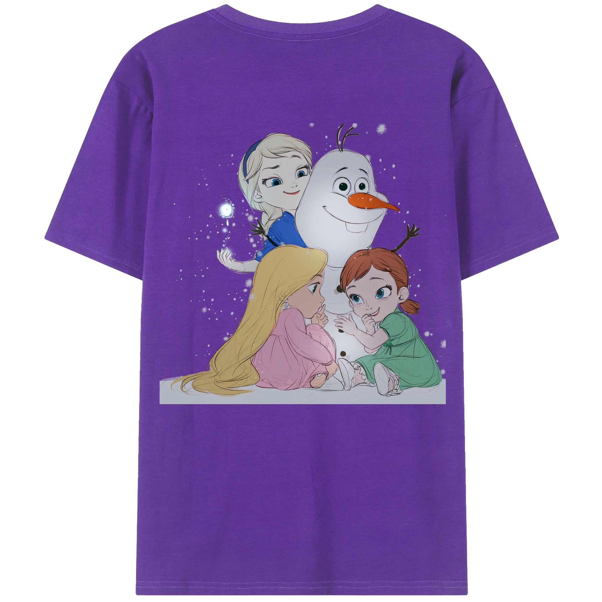 （画像用） アナと雪の女王 アンナ エルサ Frozen Anna Elsa 綿100％ メンズ半袖Tシャツ（バックプリント） 通気性