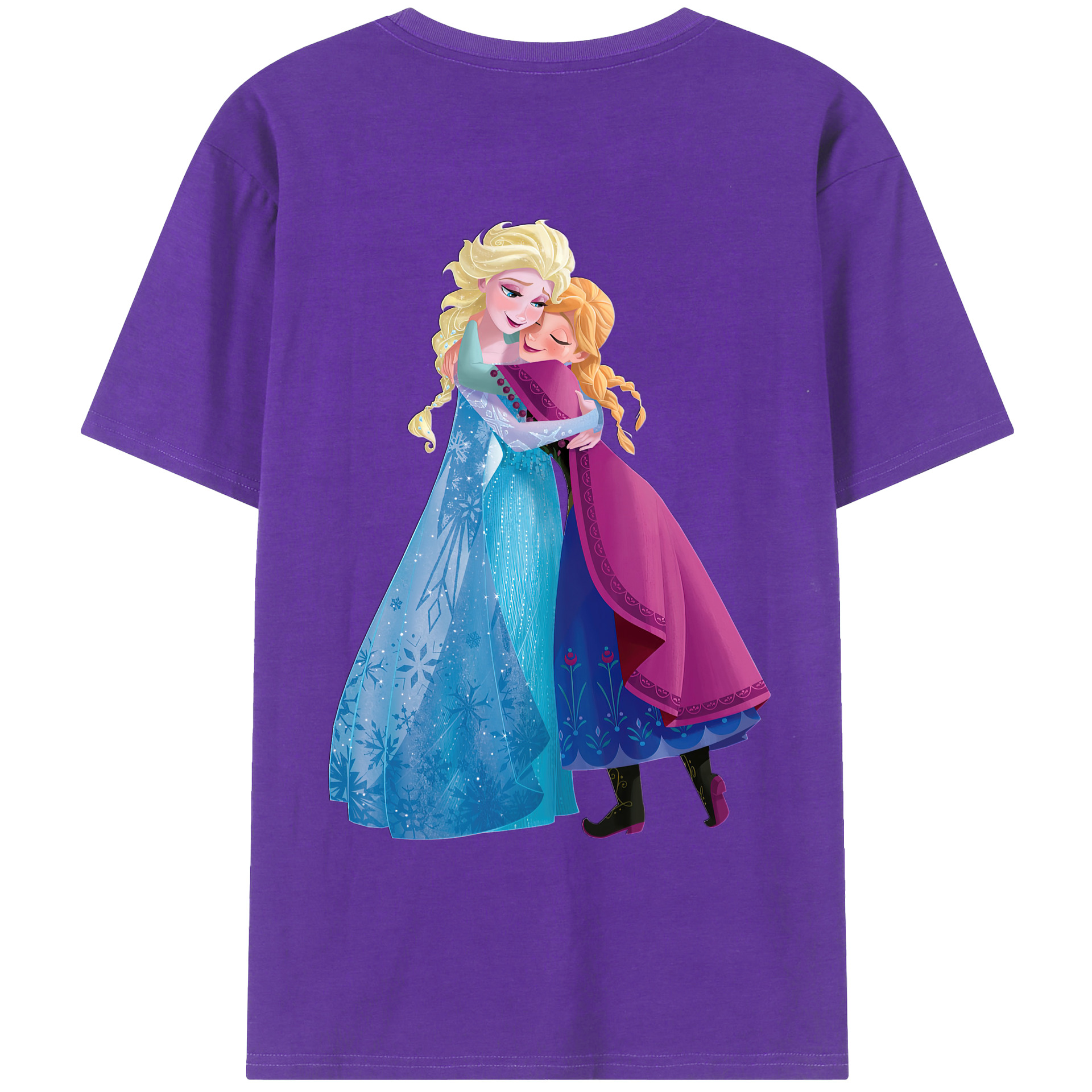 （画像用） アナと雪の女王 アンナ エルサ Frozen Anna Elsa 綿100％ メンズ半袖Tシャツ（バックプリント） 通気性