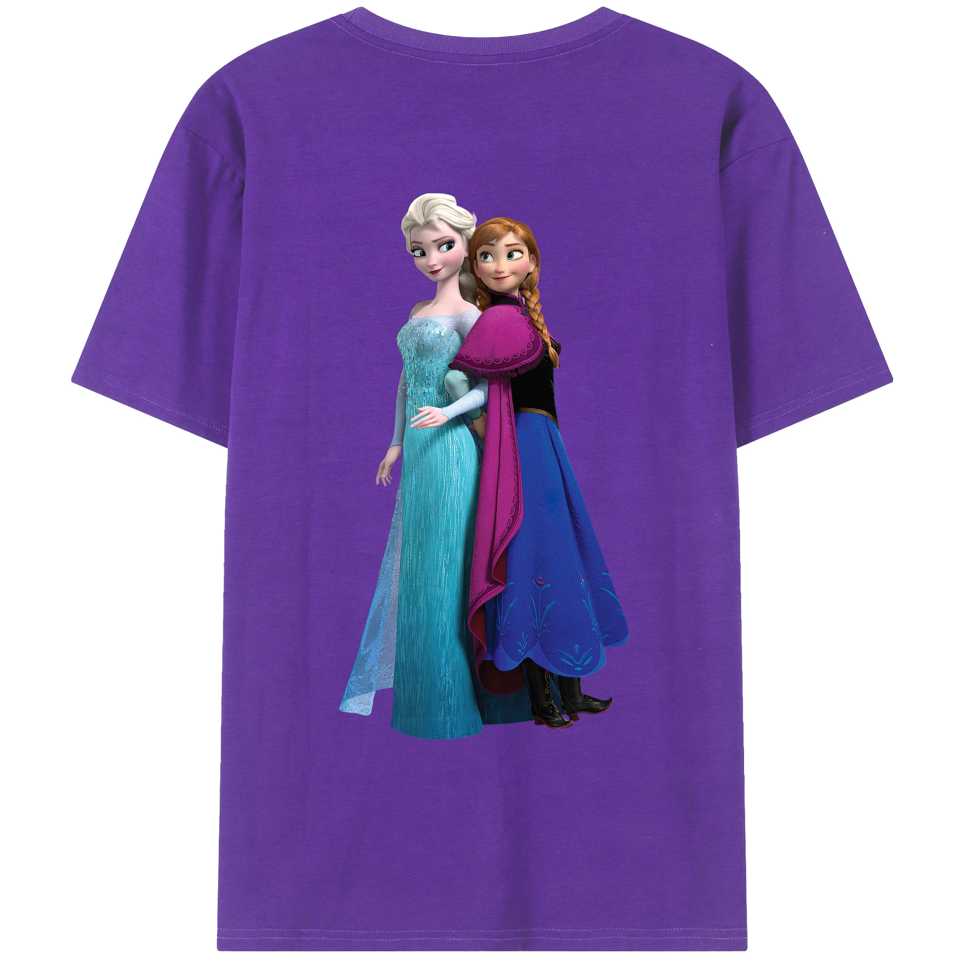 （画像用） アナと雪の女王 アンナ エルサ Frozen Anna Elsa 綿100％ メンズ半袖Tシャツ（バックプリント） 通気性