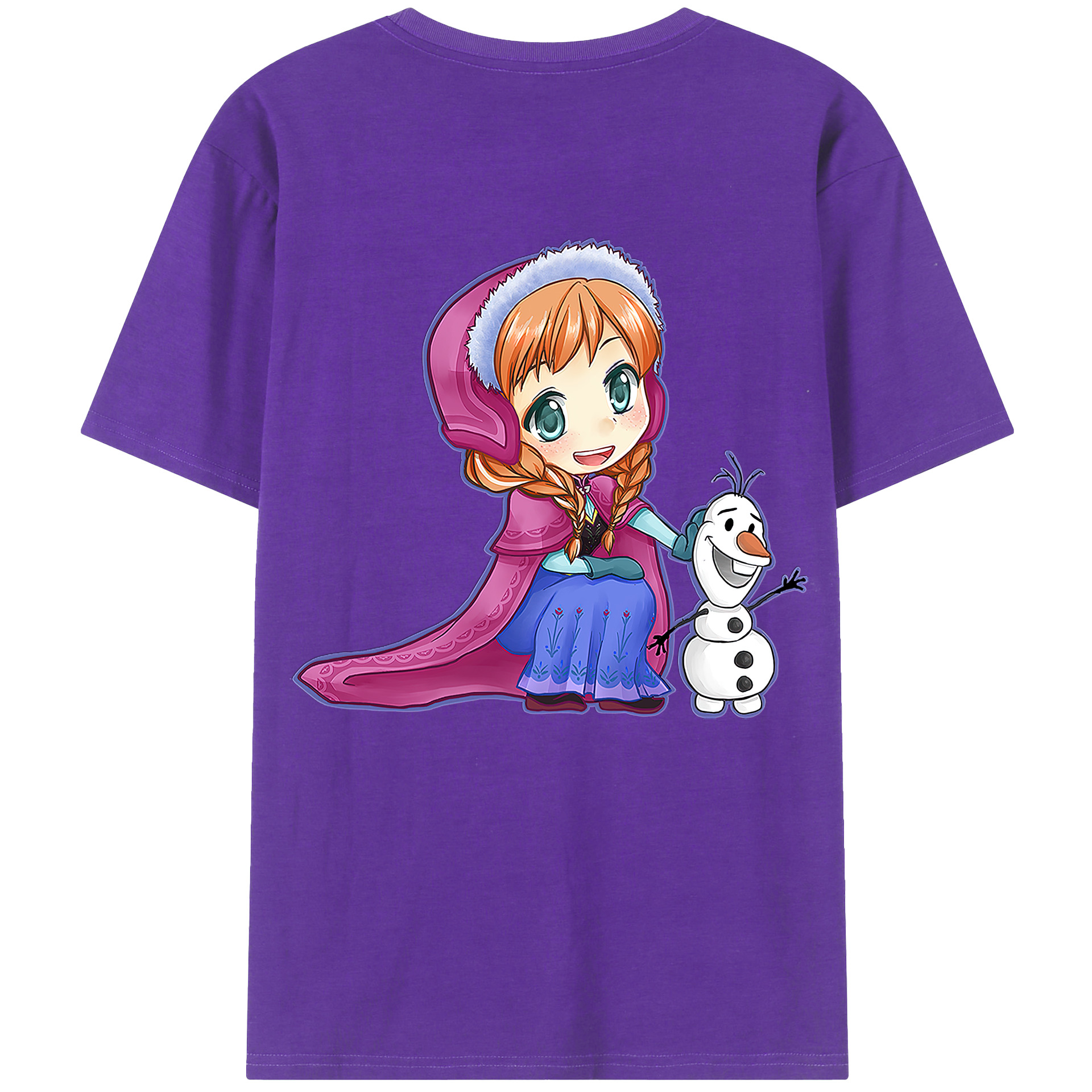 （画像用） アナと雪の女王 アンナ エルサ Frozen Anna Elsa 綿100％ メンズ半袖Tシャツ（バックプリント） 通気性