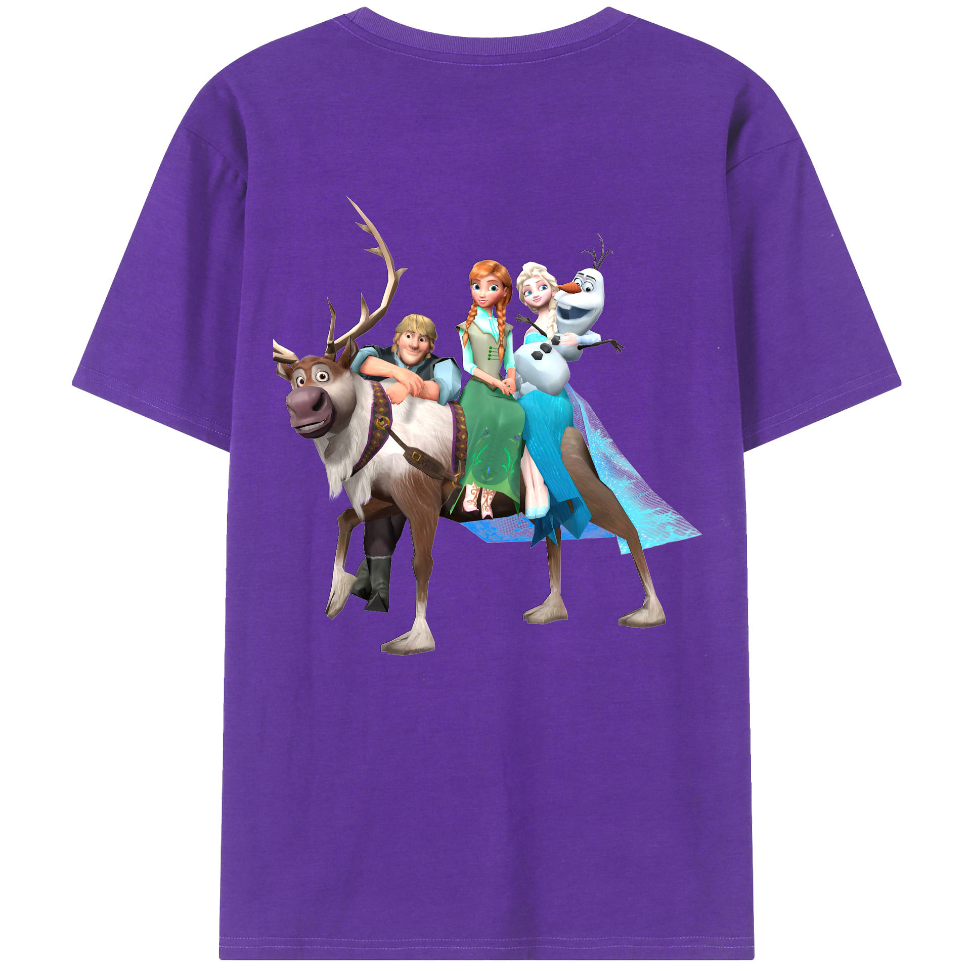 （画像用） アナと雪の女王 アンナ エルサ Frozen Anna Elsa 綿100％ メンズ半袖Tシャツ（バックプリント） 通気性