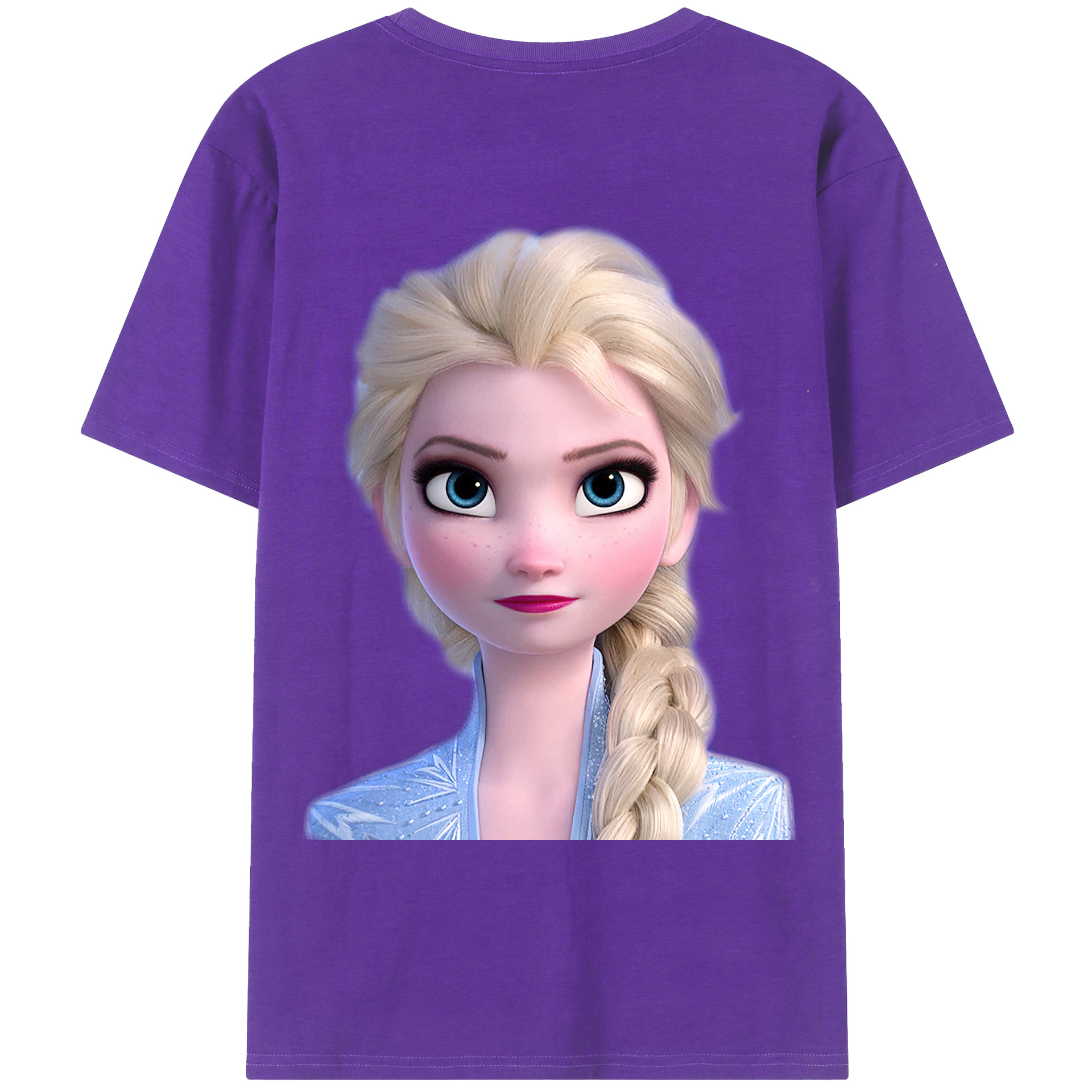 （画像用） アナと雪の女王 アンナ エルサ Frozen Anna Elsa 綿100％ メンズ半袖Tシャツ（バックプリント） 通気性