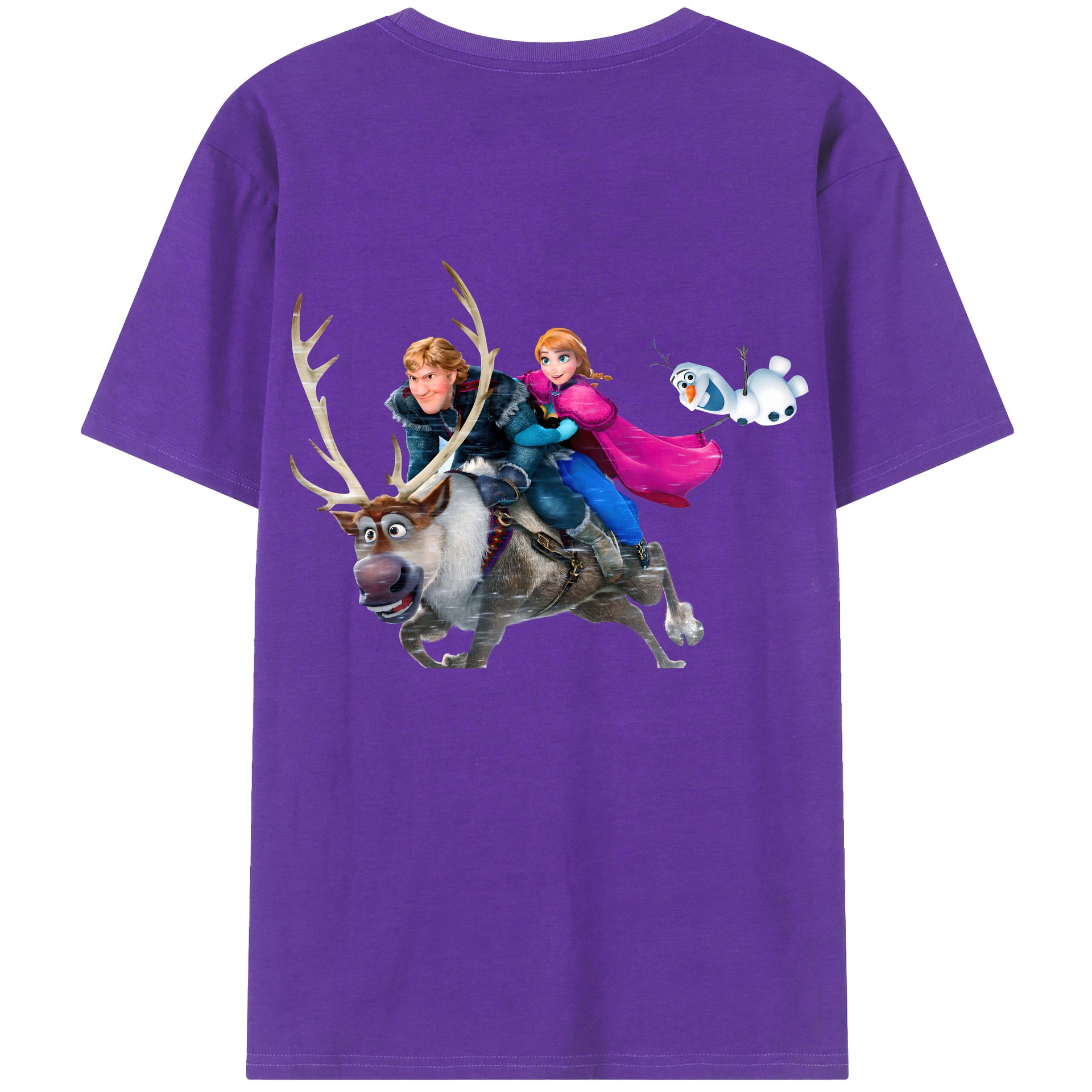 （画像用） アナと雪の女王 アンナ エルサ Frozen Anna Elsa 綿100％ メンズ半袖Tシャツ（バックプリント） 通気性