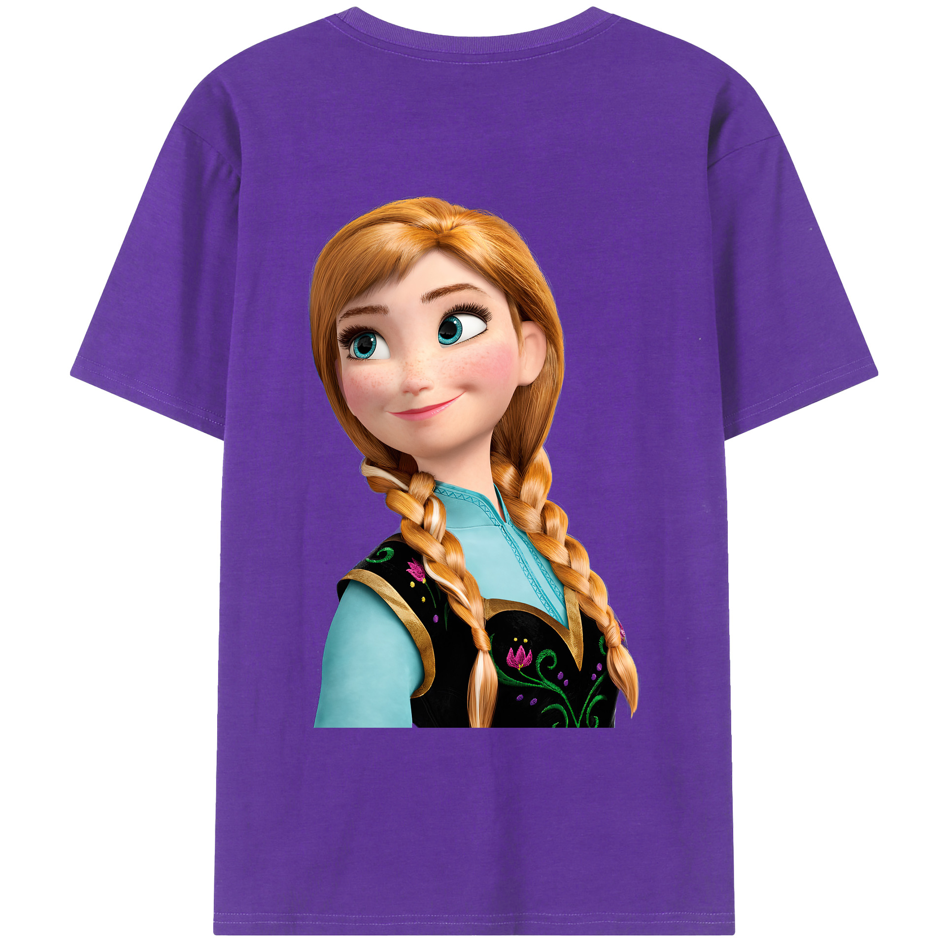 （画像用） アナと雪の女王 アンナ エルサ Frozen Anna Elsa 綿100％ メンズ半袖Tシャツ（バックプリント） 通気性