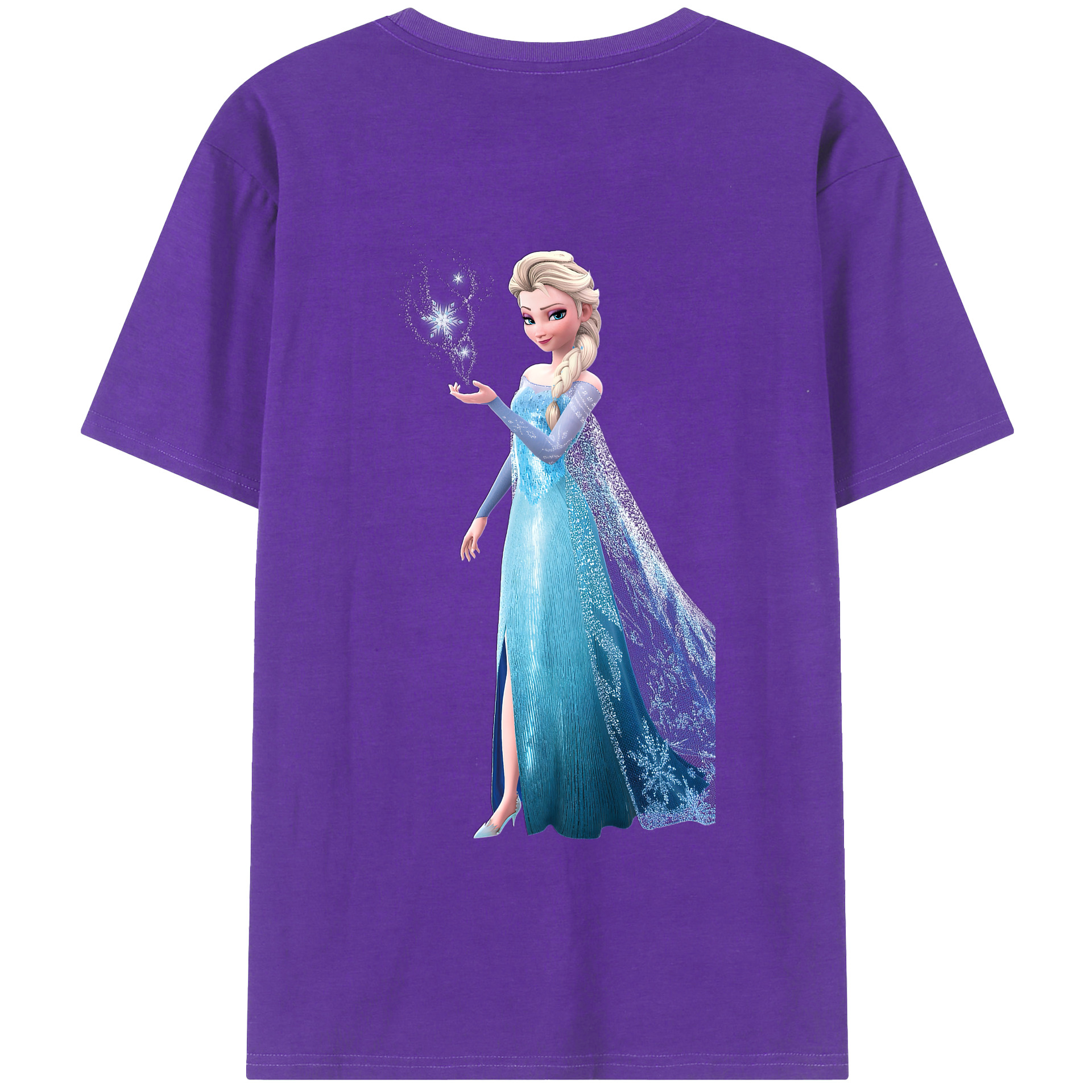 （画像用） アナと雪の女王 アンナ エルサ Frozen Anna Elsa 綿100％ メンズ半袖Tシャツ（バックプリント） 通気性