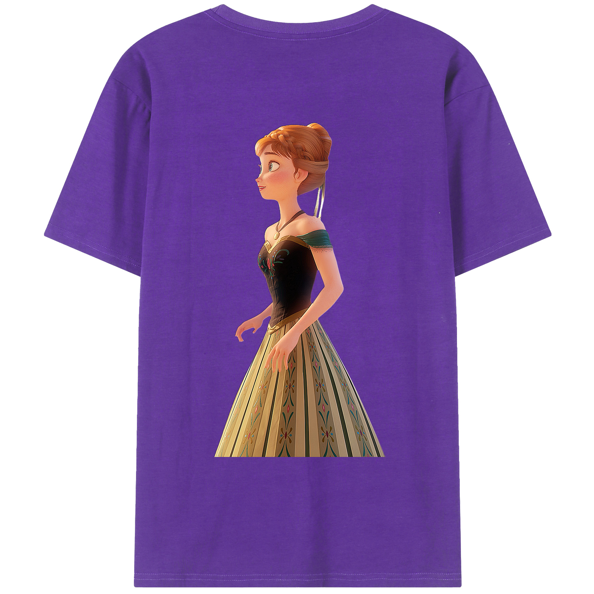（画像用） アナと雪の女王 アンナ エルサ Frozen Anna Elsa 綿100％ メンズ半袖Tシャツ（バックプリント） 通気性