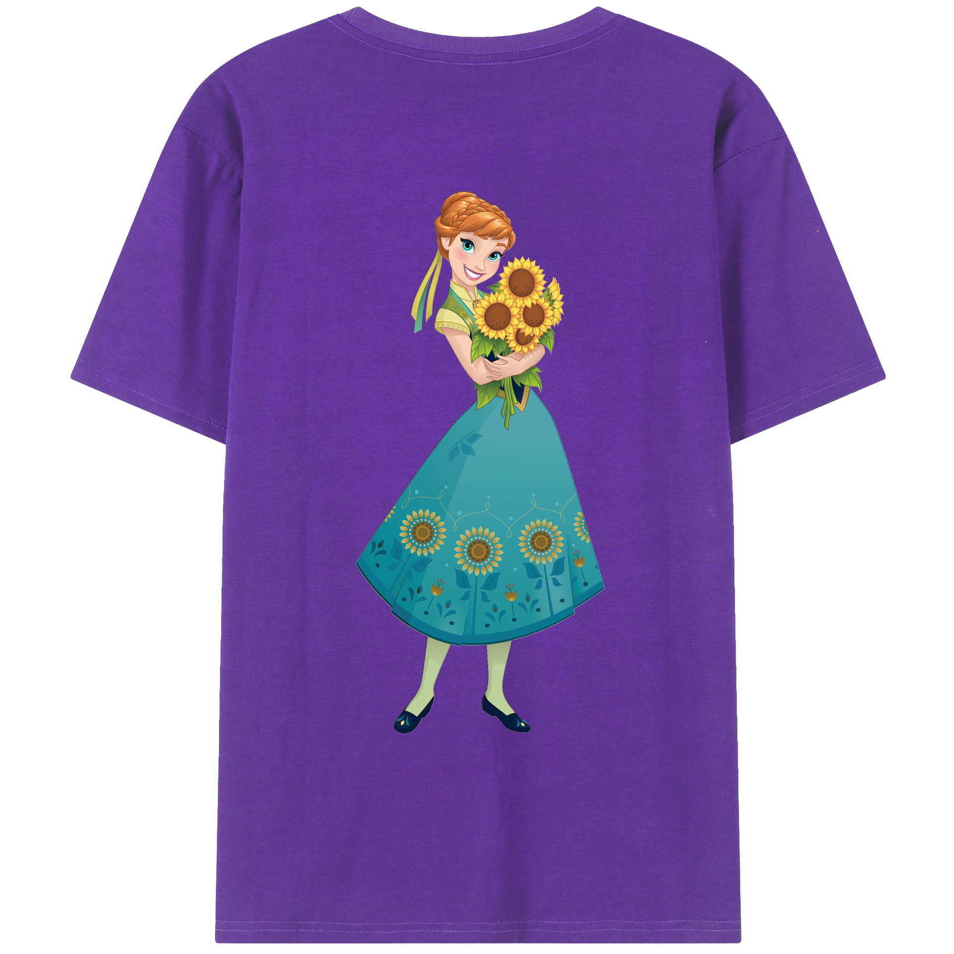（画像用） アナと雪の女王 アンナ エルサ Frozen Anna Elsa 綿100％ メンズ半袖Tシャツ（バックプリント） 通気性