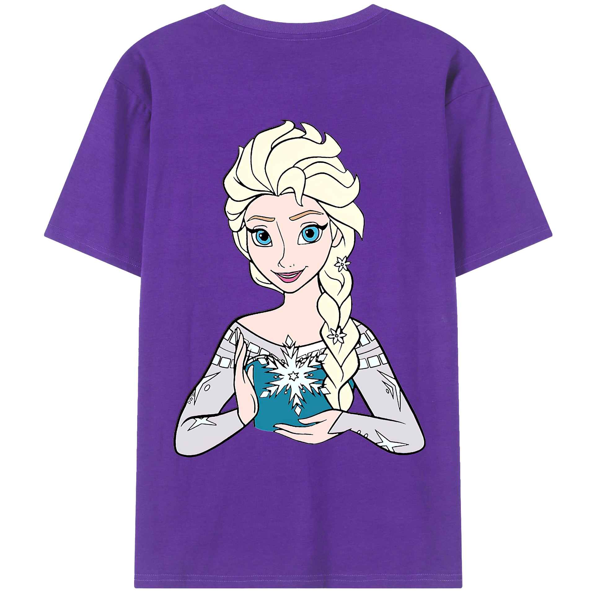 （画像用） アナと雪の女王 アンナ エルサ Frozen Anna Elsa 綿100％ メンズ半袖Tシャツ（バックプリント） 通気性