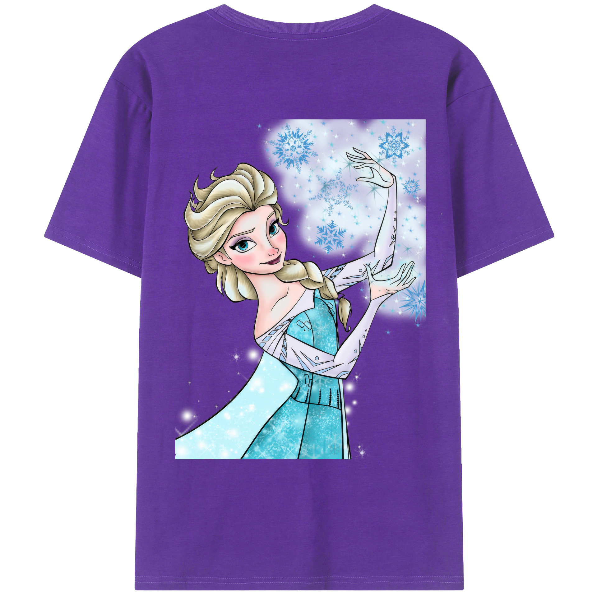 （画像用） アナと雪の女王 アンナ エルサ Frozen Anna Elsa 綿100％ メンズ半袖Tシャツ（バックプリント） 通気性