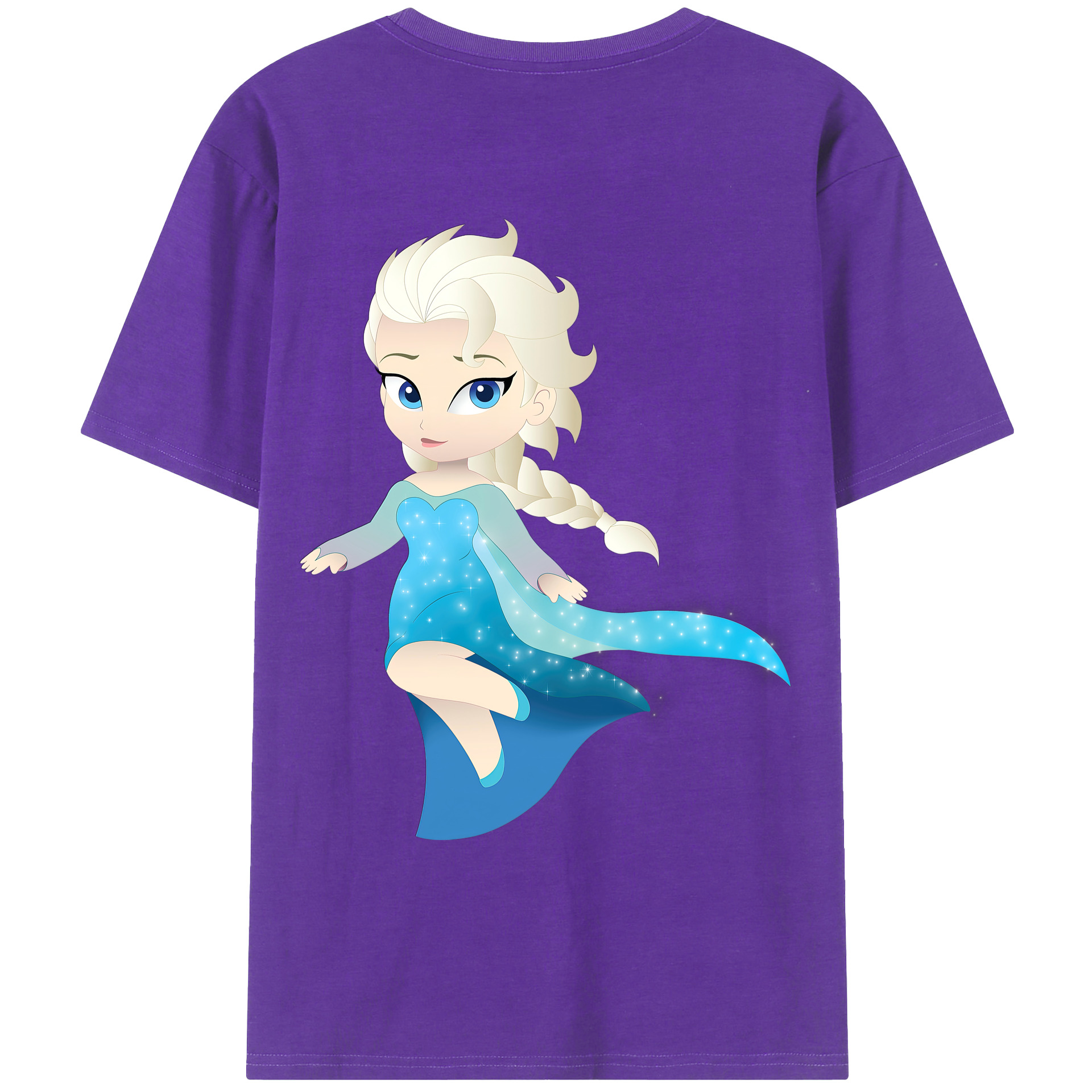 （画像用） アナと雪の女王 アンナ エルサ Frozen Anna Elsa 綿100％ メンズ半袖Tシャツ（バックプリント） 通気性